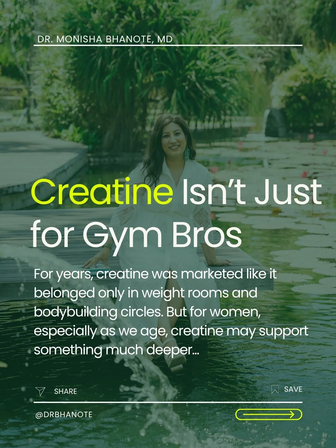 Creatine might be the most misunderstood supplement for women.

For years, it&rsquo;s been labeled as something &ldquo;only for gym guys.&rdquo;
But the science tells a completely different story.

Creatine is not about getting bulky.
It&rsquo;s abou