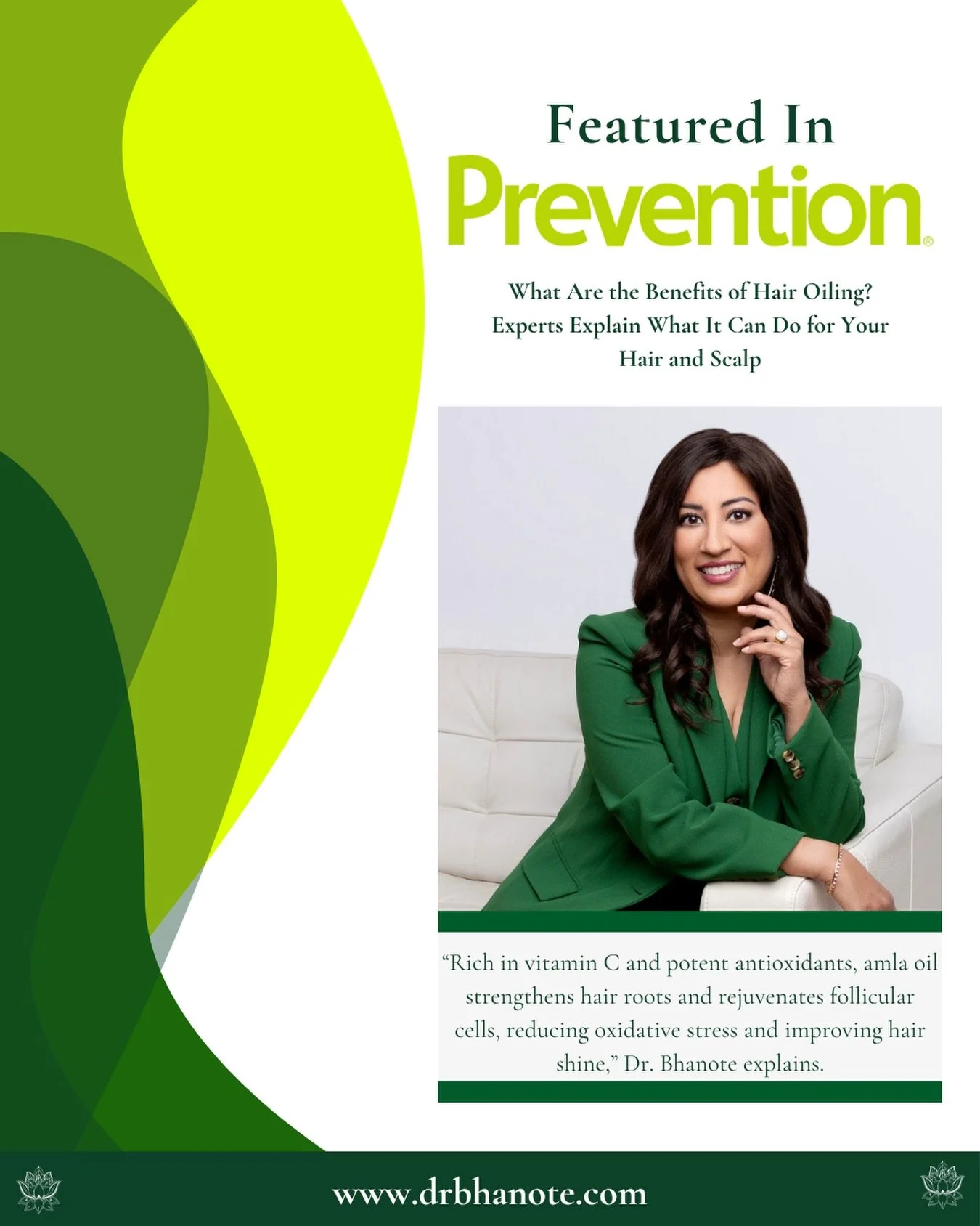 Honored to be featured in @preventionmag ✨

Hair oiling isn&rsquo;t just a trend&mdash;it&rsquo;s a time-honored ritual rooted in Ayurvedic medicine, designed to nourish the scalp, strengthen strands, and support overall wellbeing from the inside out