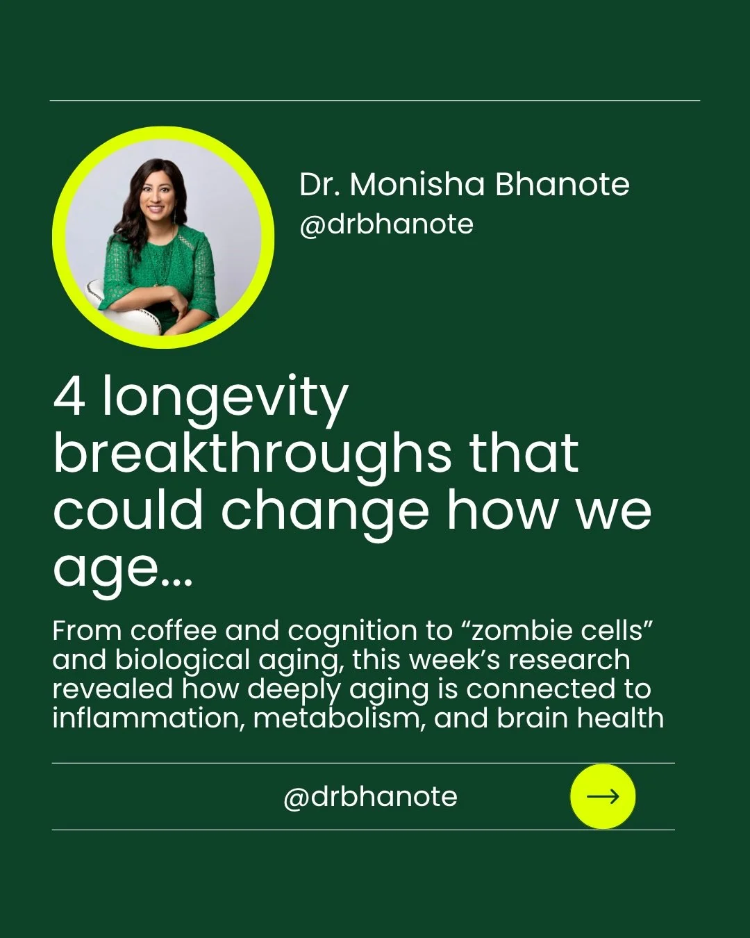 This week in longevity research 

Scientists are continuing to uncover how aging is influenced by inflammation, metabolism, cognitive function, and even the way our cells communicate with each other

A few findings that stood out:

&rarr; Moderate co