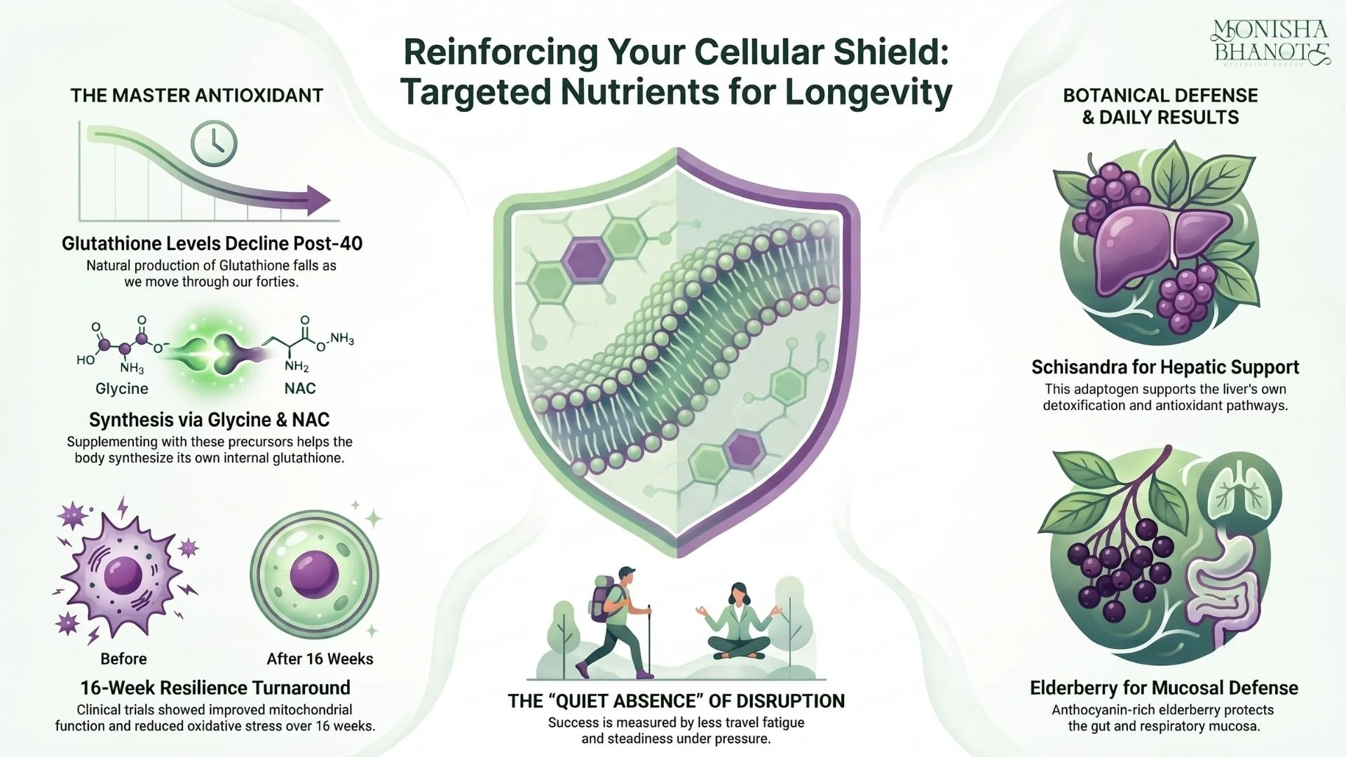 Targeted Nutrients for Longevity Infographic by Dr. Monisha Bhanote