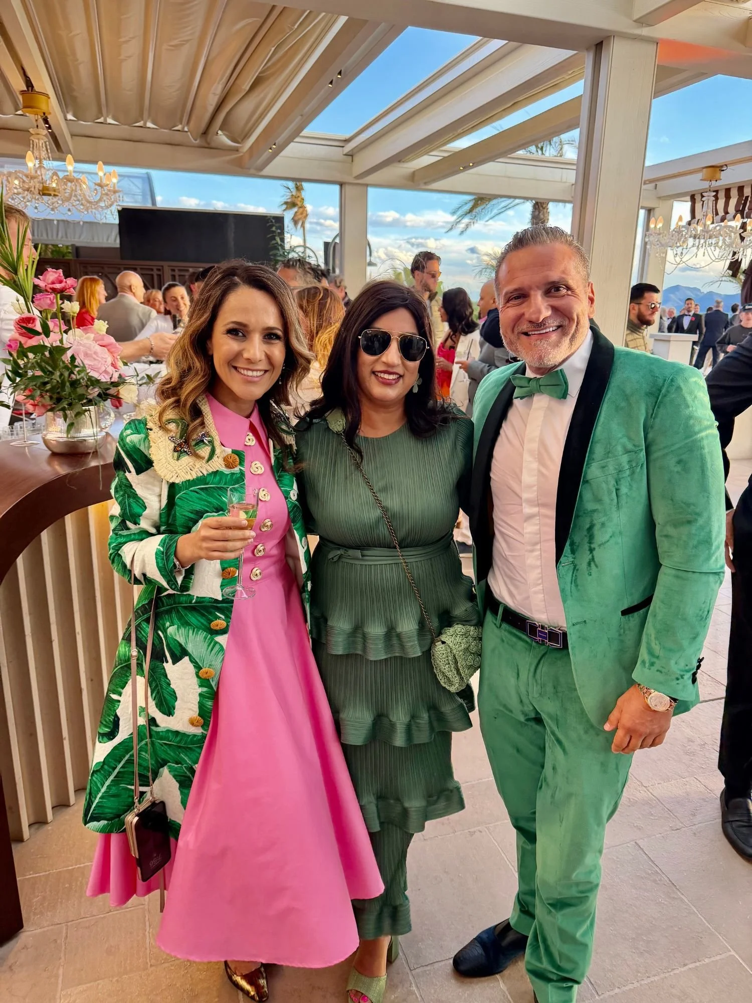 Dr Bhanote in a green dress at the Cannes Film Festival.