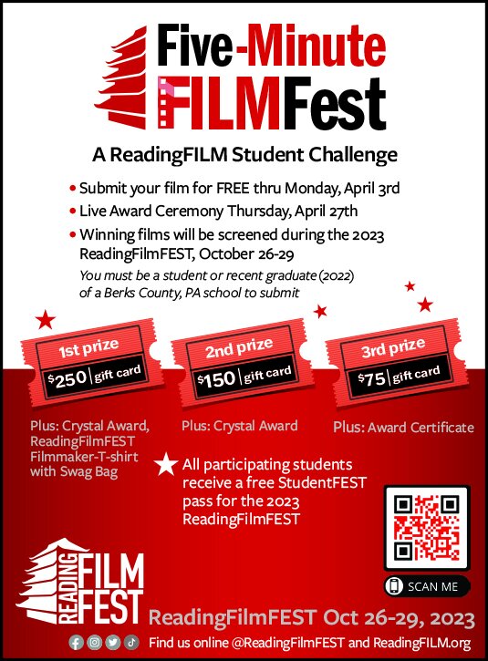 Reading Film's&nbsp;Five Minute FilmFEST now open for Berks County Students