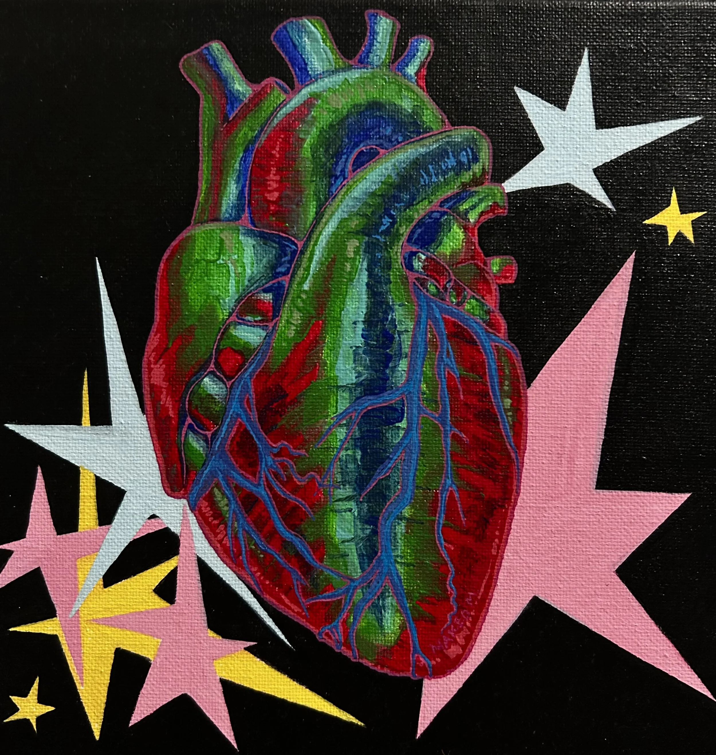 "HEART" - Acrylic on canvas, 8x8 in