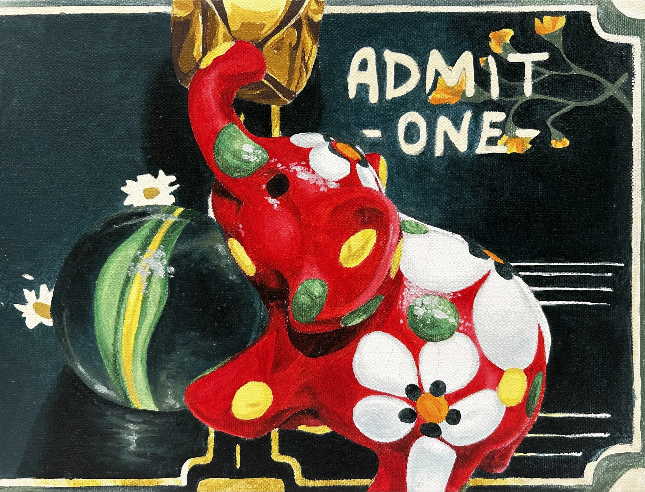 "A Pocket-Sized Performance" - Oil on canvas, 12x9 in