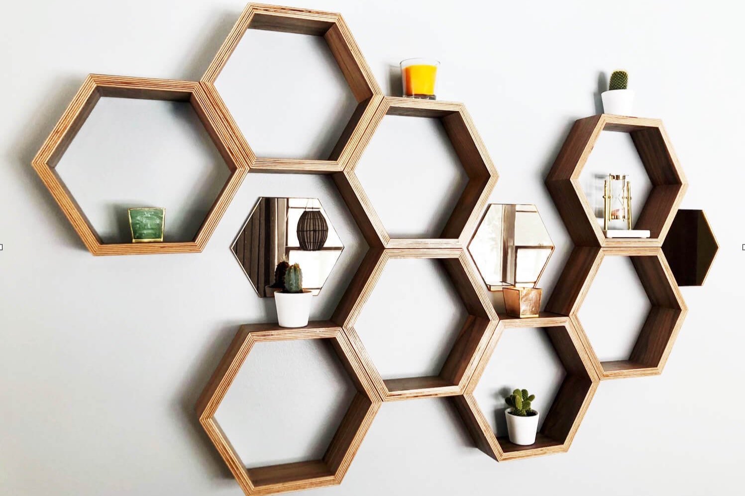Hexagon Shelves Handcrafted Geometric Wall Shelf Made in Minneapolis