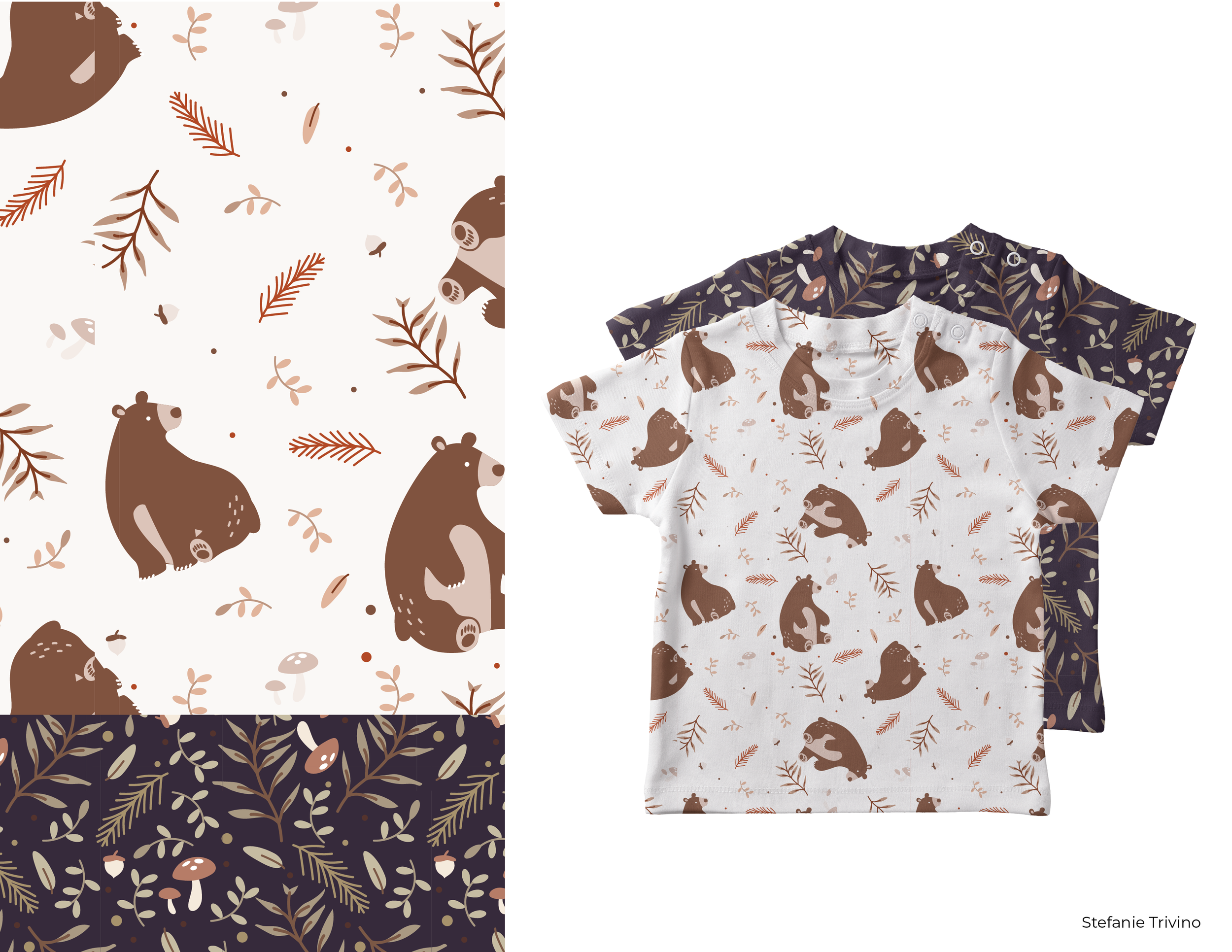 Boy's Botanical Bear Prints