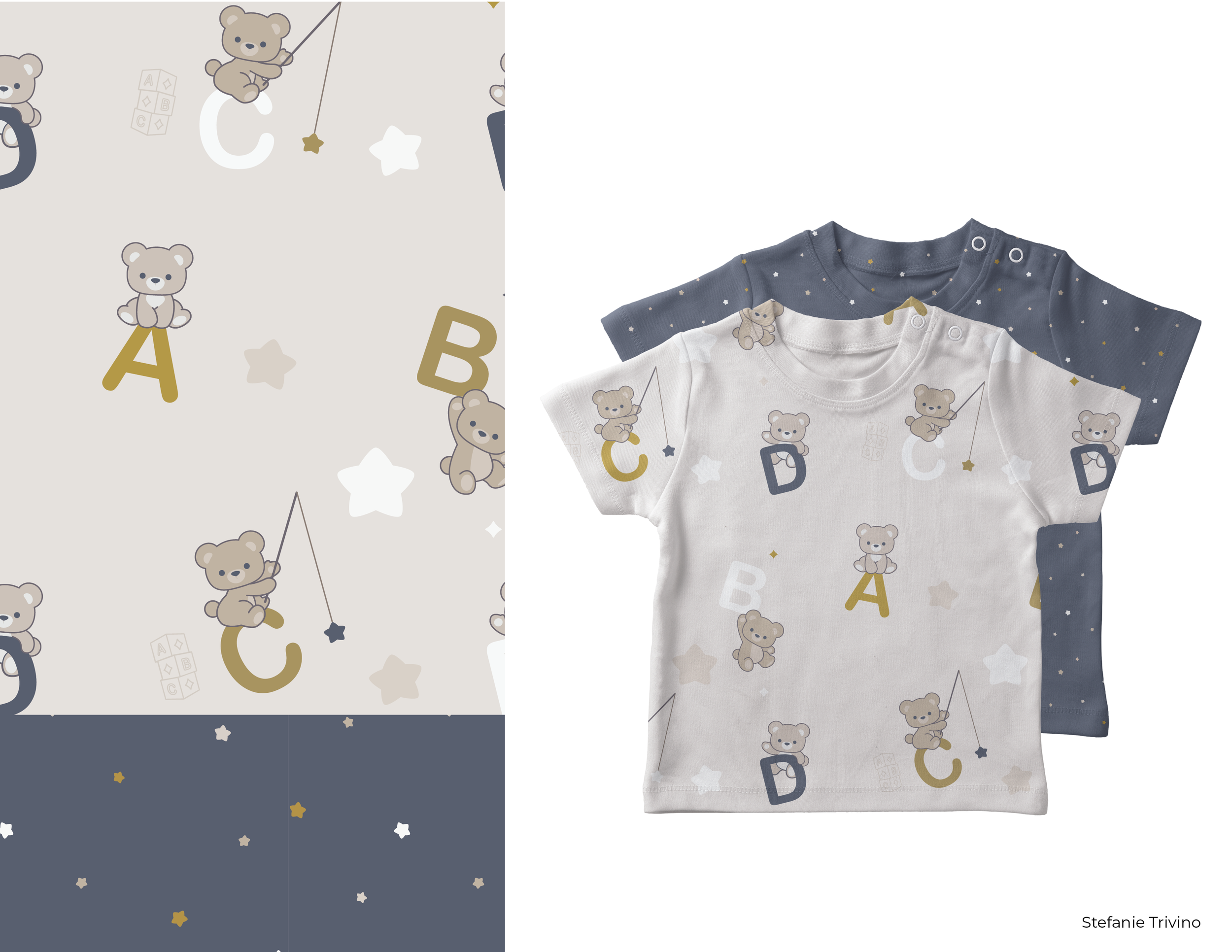 Unisex Alphabet Teddies and Stars