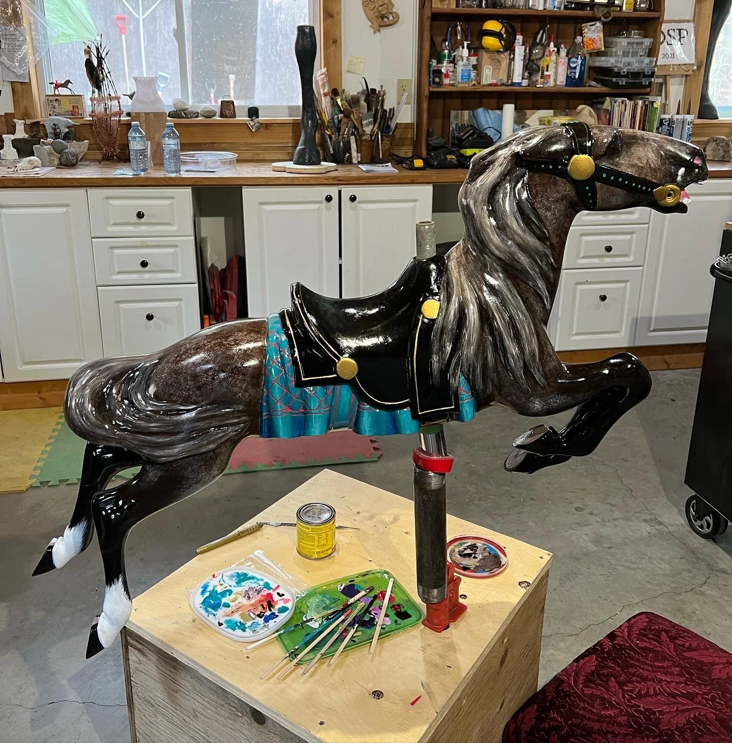 Spectacular Bid, 2022 (Aluminum River Valley Zoo Carousel Horse) 