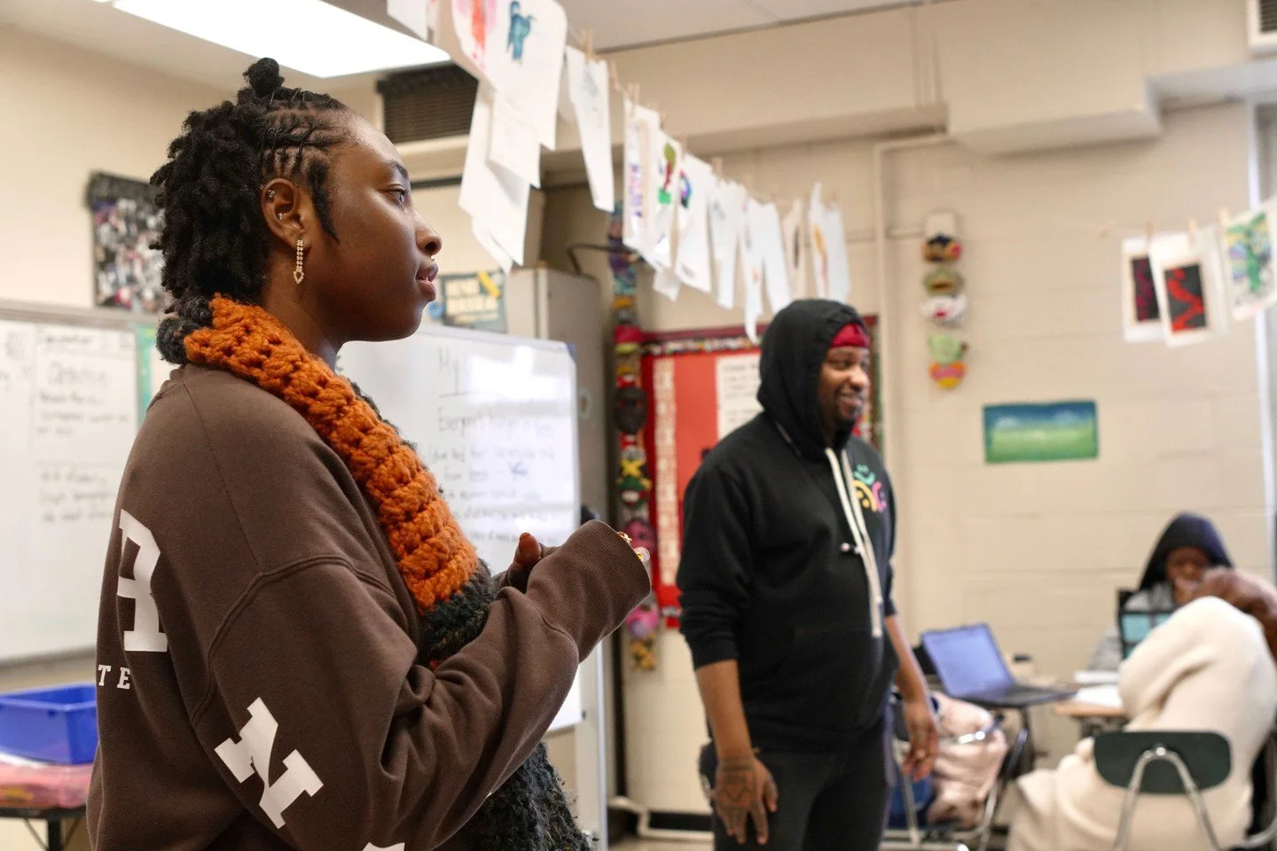 We loved visiting our Art of Growing Leaders program at Parkway Northwest High School, where students dove into the visionary work of Octavia Butler while reading Parable of the Sower. Through conversations about utopias vs. dystopias, students imagi