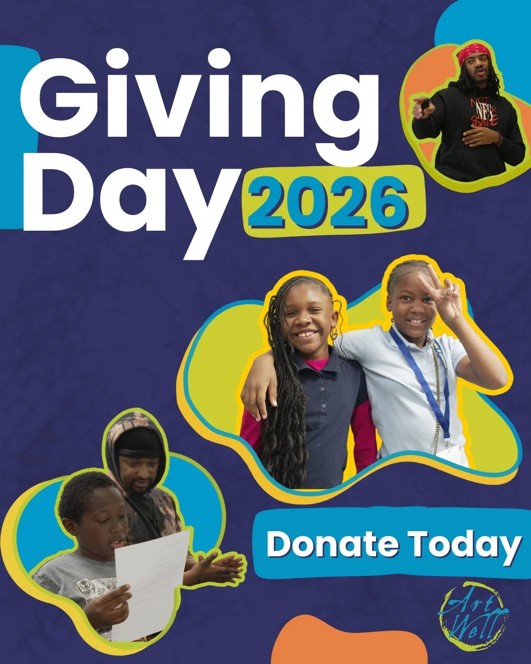 Today is the day! ArtWell Giving Day makes creative freedom and artistic joy possible in classrooms across Philly. Back for a fourth year, Giving Day is a community-wide fundraising effort supporting our youth arts programs, including the annual Poet