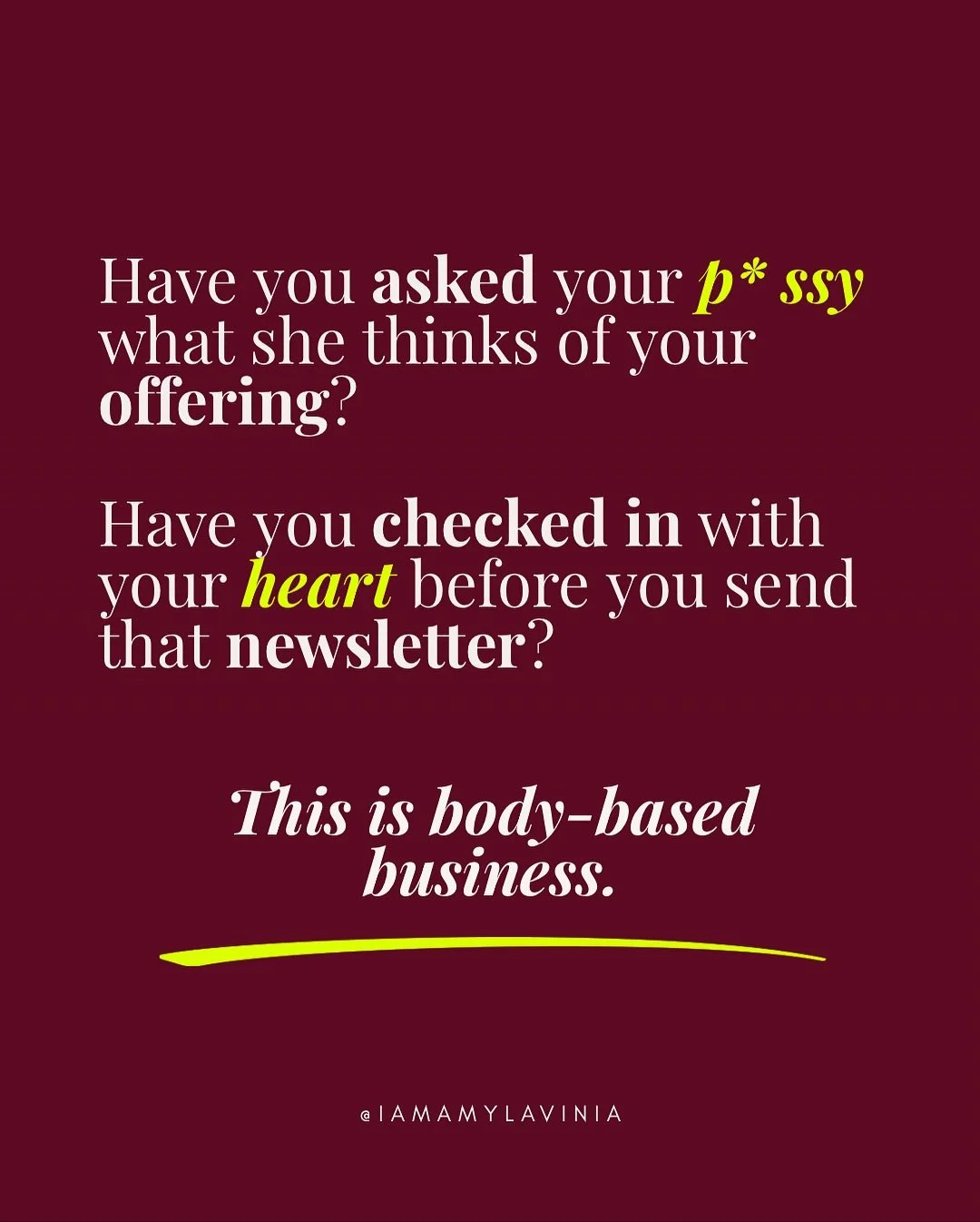 The future of feminine leadership is body-based!

Heart - Womb - P* ss

You can learn how to lead from your body, with me, in two ways:

Apply for my FEMALE S *XUALITY PRACTITIONER TRAINING - this is for women who are already holding transformative s