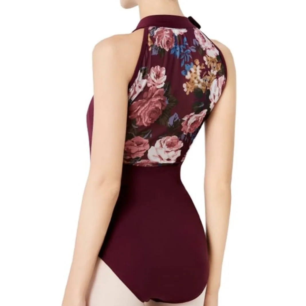 Ballet II Leotard: Select Burgundy/Flower Mesh
