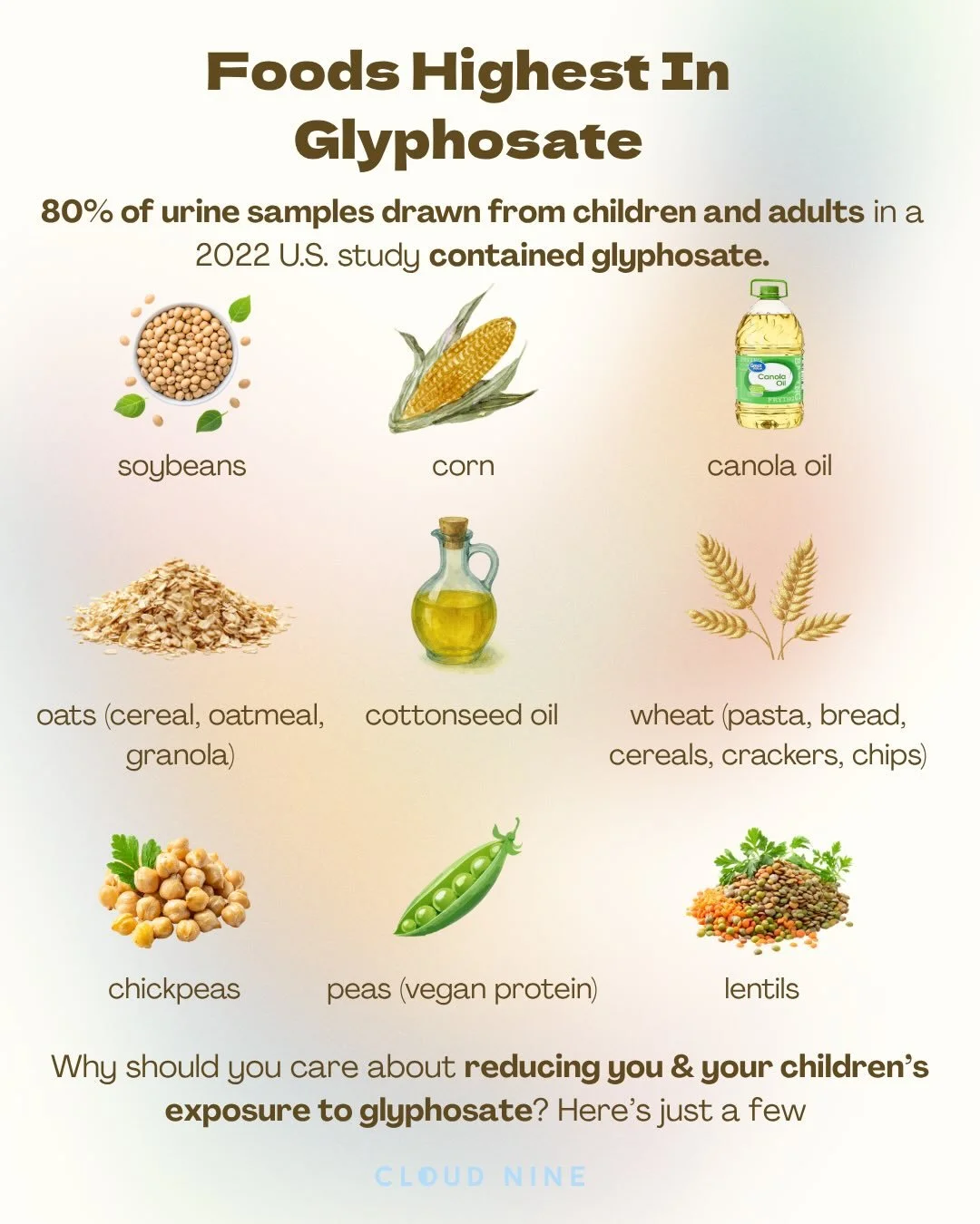 Why should you care about Glyphosate? (aka Roundup or weed killer) that is sprayed on most conventional crops globally? 

And it&rsquo;s showing up in foods you eat every single day. 80% of Americans (adults &amp; children) were found to have Glyphos