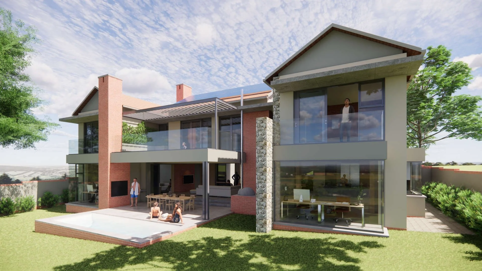 Garden with Pool and overlooking Balconies