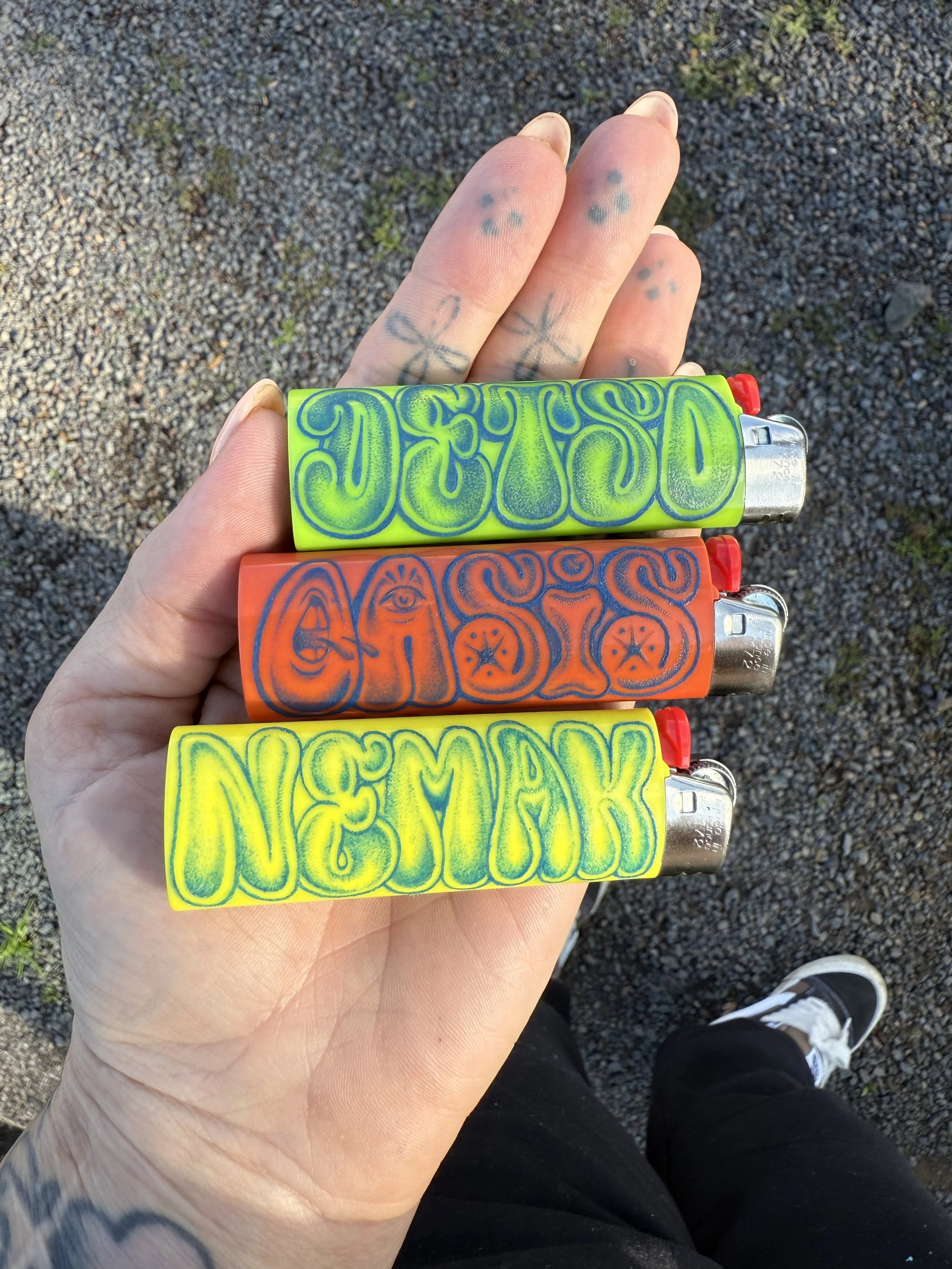 Bubble letter tattoo lighter