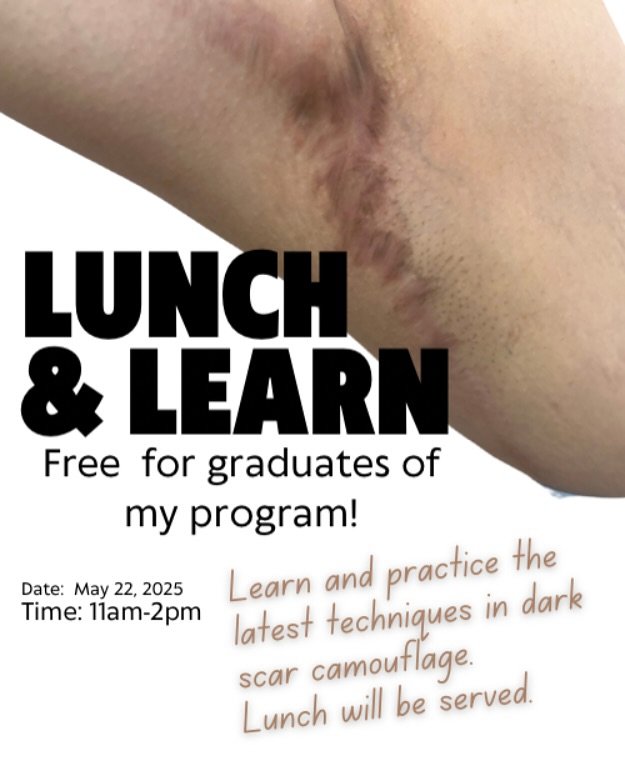 All of my graduating students are invited to this exclusive Lunch &amp; Learn where they will get to practice their dark scar camouflage technique on live models. 

DM me to RSVP.  Lunch will be served.