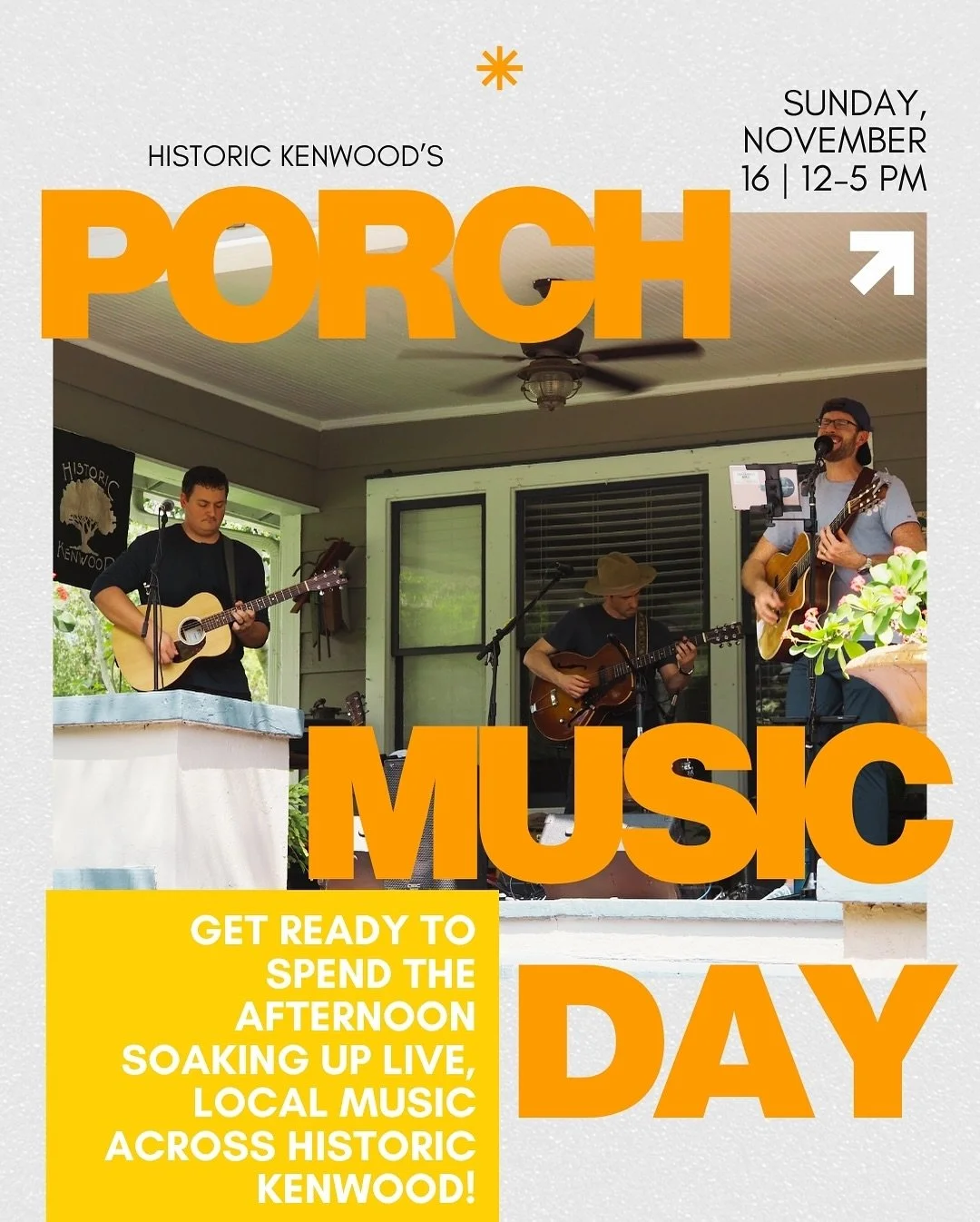 🎶 It&rsquo;s almost time to fill the streets with sound!

Join us Sunday, November 16, 12&ndash;5 PM for the 2025 Historic Kenwood Porch Music Day, a neighborhood-wide celebration featuring 9 porches and 23 incredible local acts from across Pinellas