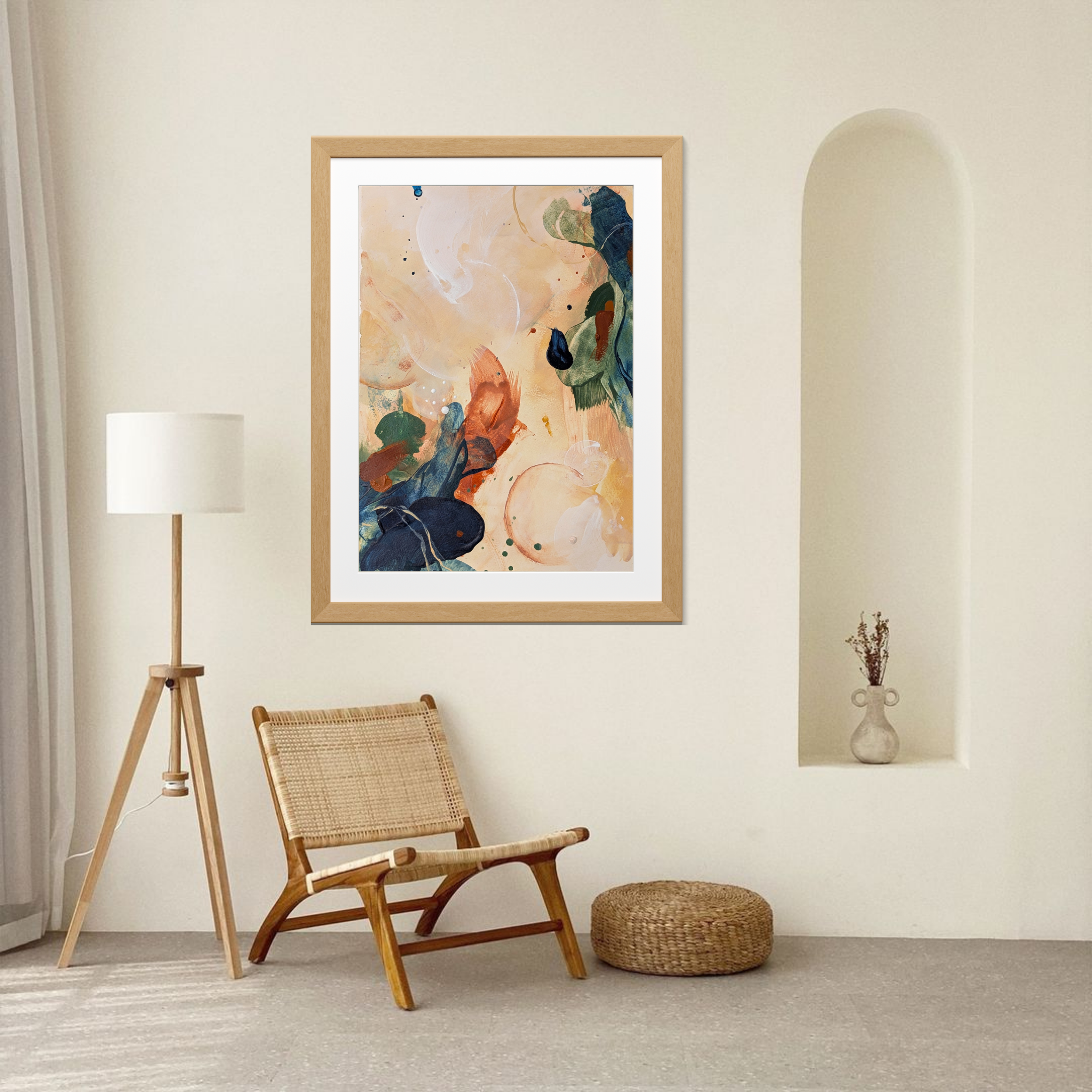Image showing mock up of original painting in cool contemporary interior creating a statement piece of art