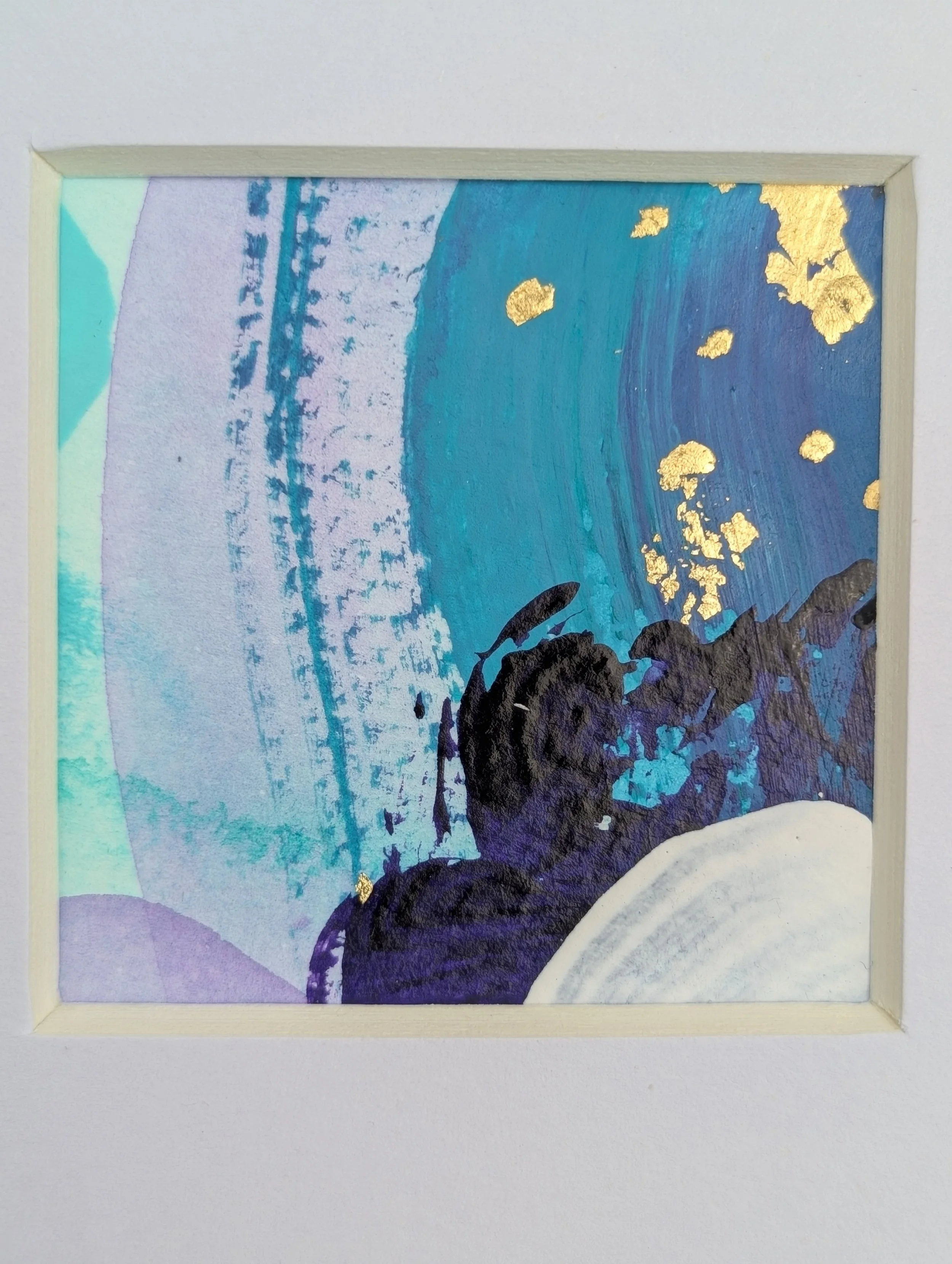 Close up detail of Wild Irises abstract collection using dioxazine purple and phthalo green