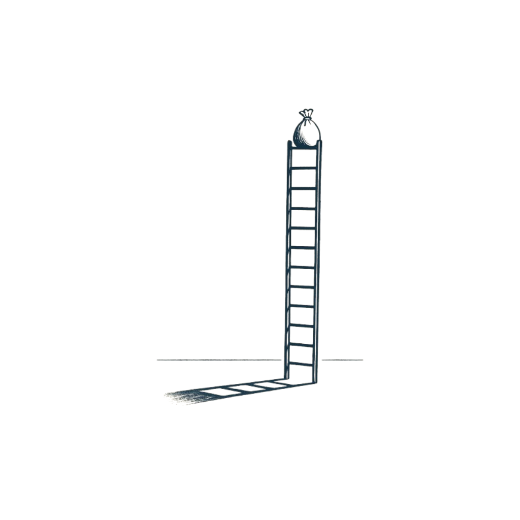 The bag at the top of the ladder