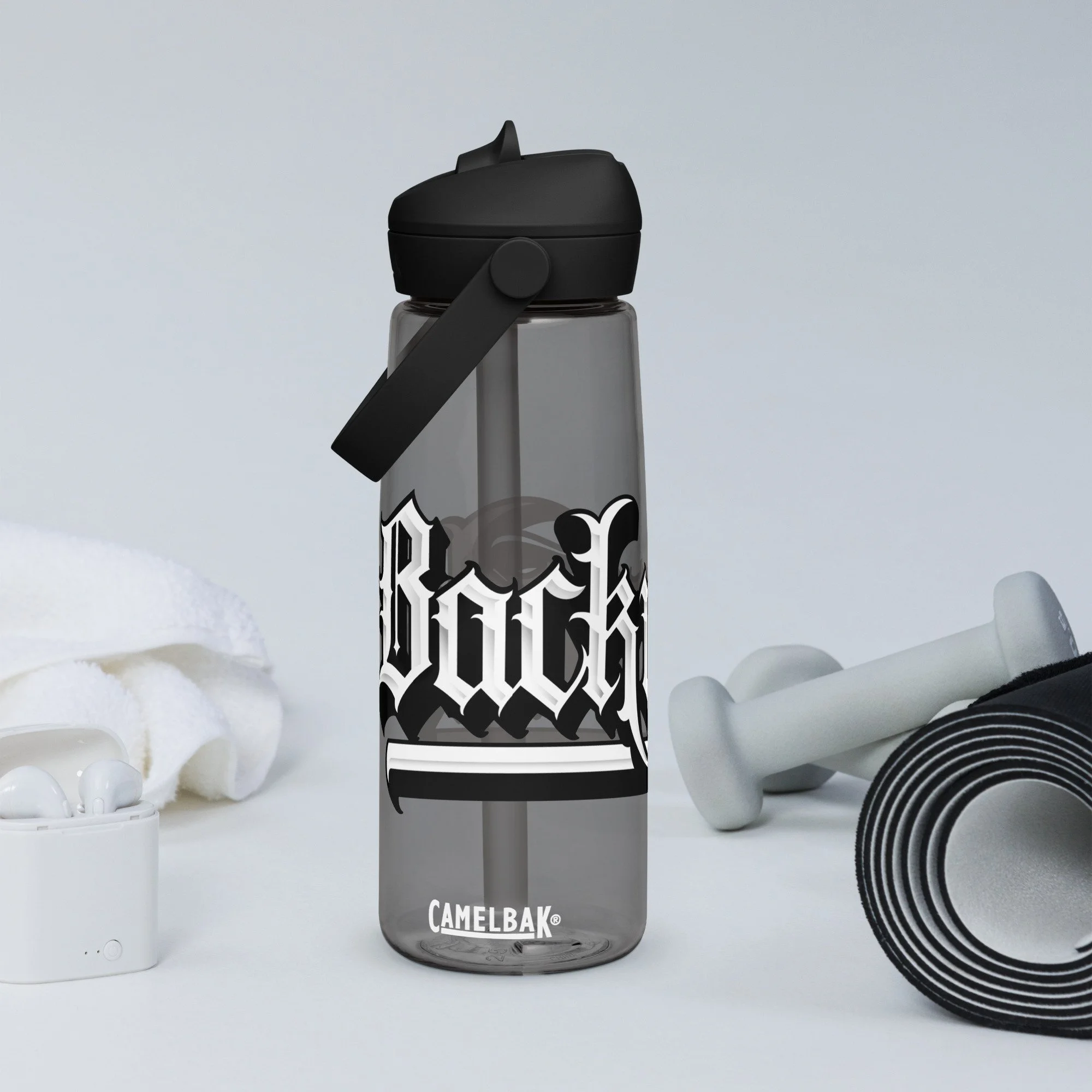 Flip straw water bottle