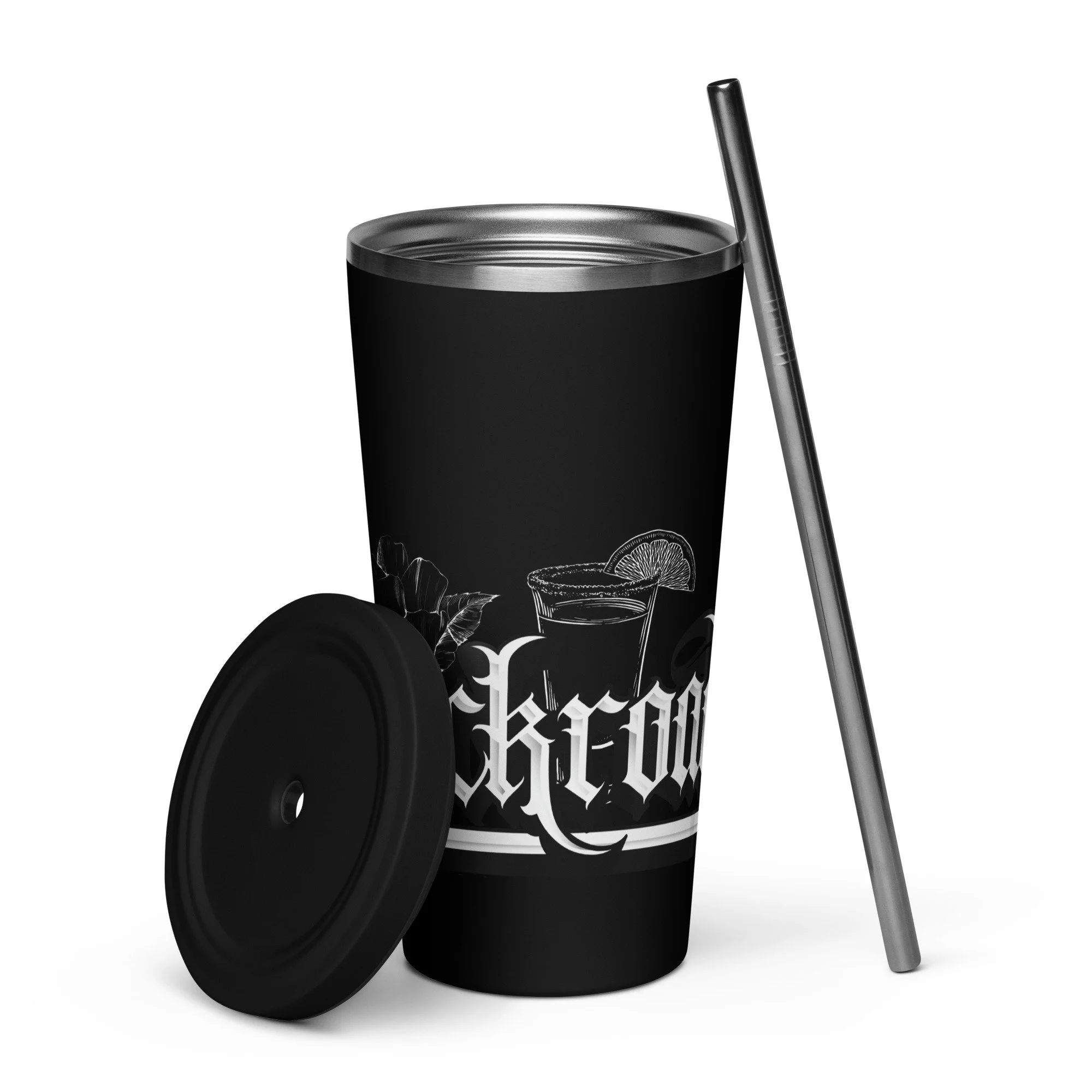 Insulated tumbler with a straw