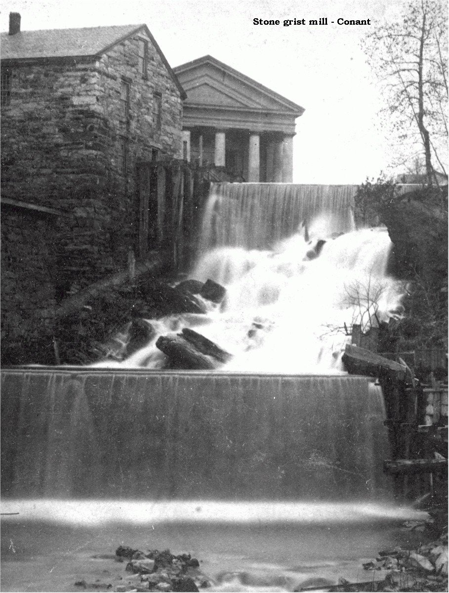 Grist Mill on left of Upper Neshobe Falls
