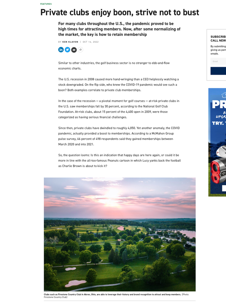 Capstone Hospitality helps private clubs across North America with Membership Sales