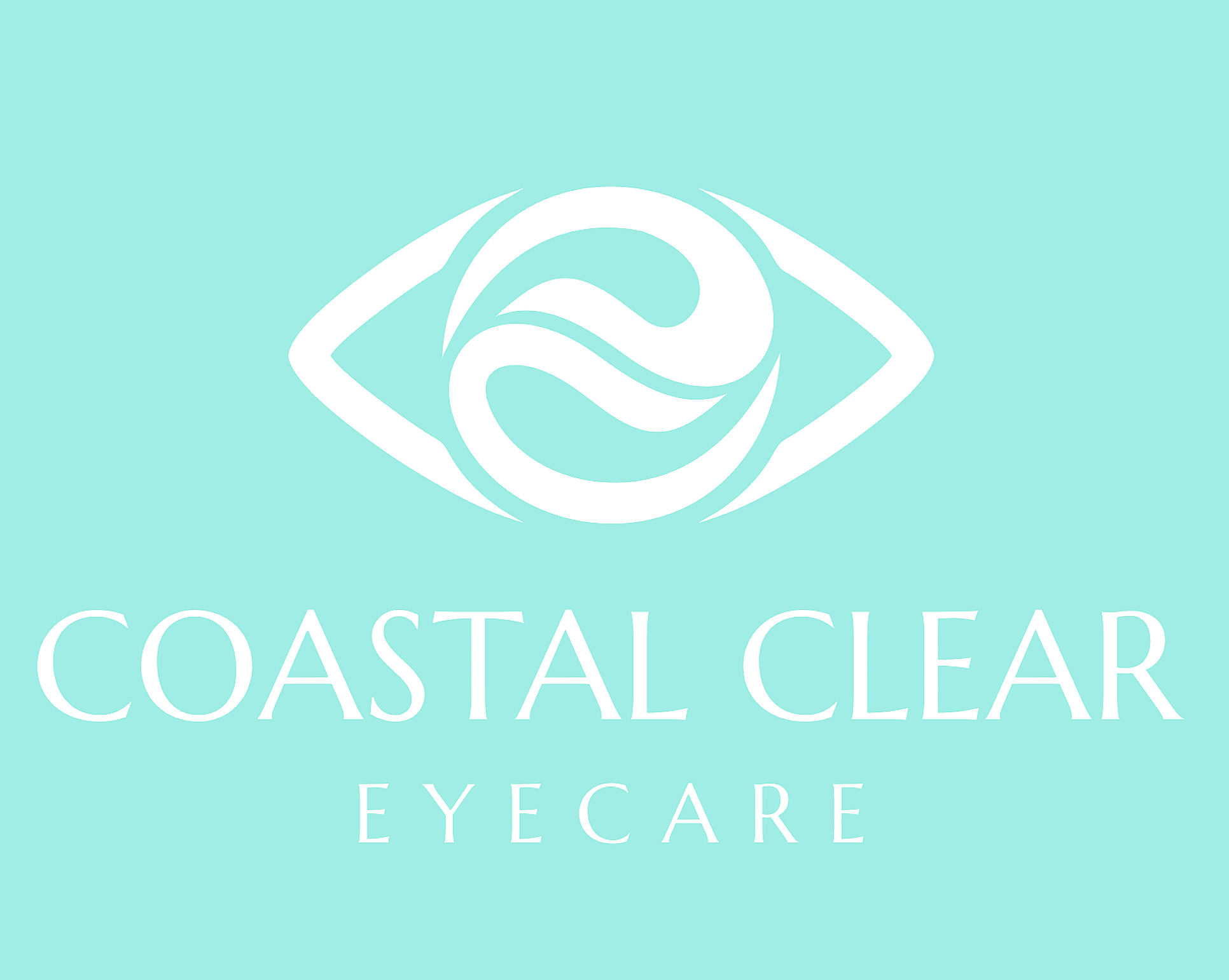 Logo for Coastal Clear Eyecare featuring a stylized eye with a wave inside.