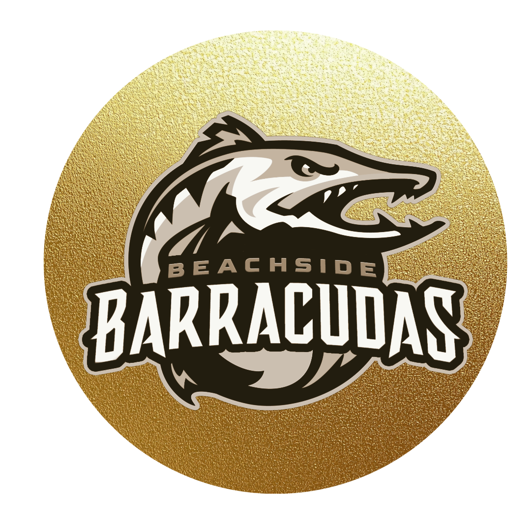 Logo of the Beacheside Barracudas, a sports team, featuring a fierce barracuda fish head on a gold textured background. Beachside High School Athletic Boosters Club  Gala Night event