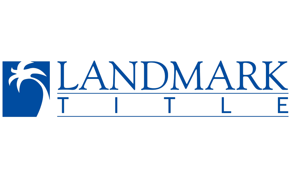 Landmark Title logo - blue square with white palm tree icon and text 'LANDMARK TITLE'