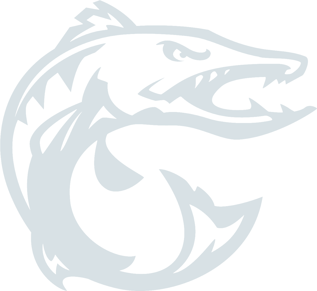 A stylized Barracuda - logo of a Beachside High School FL St Johns in black and white.