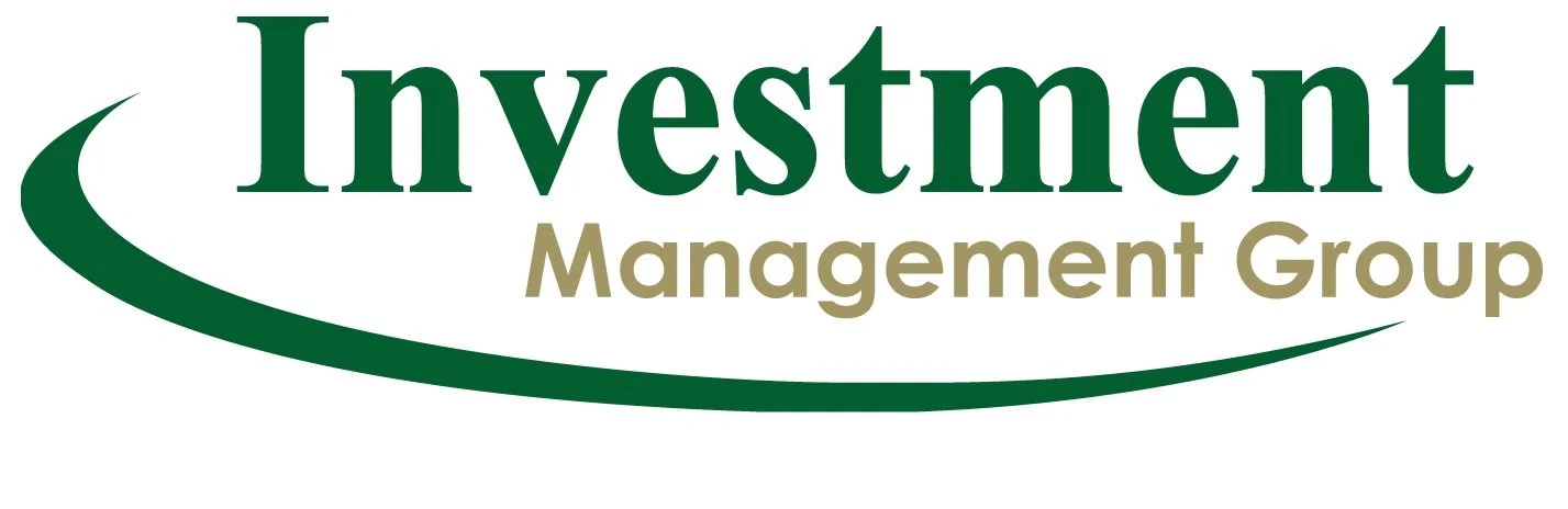 Investment Management Group logo - dark green 'Investment' text with tan 'Management Group' text and green swoosh underline