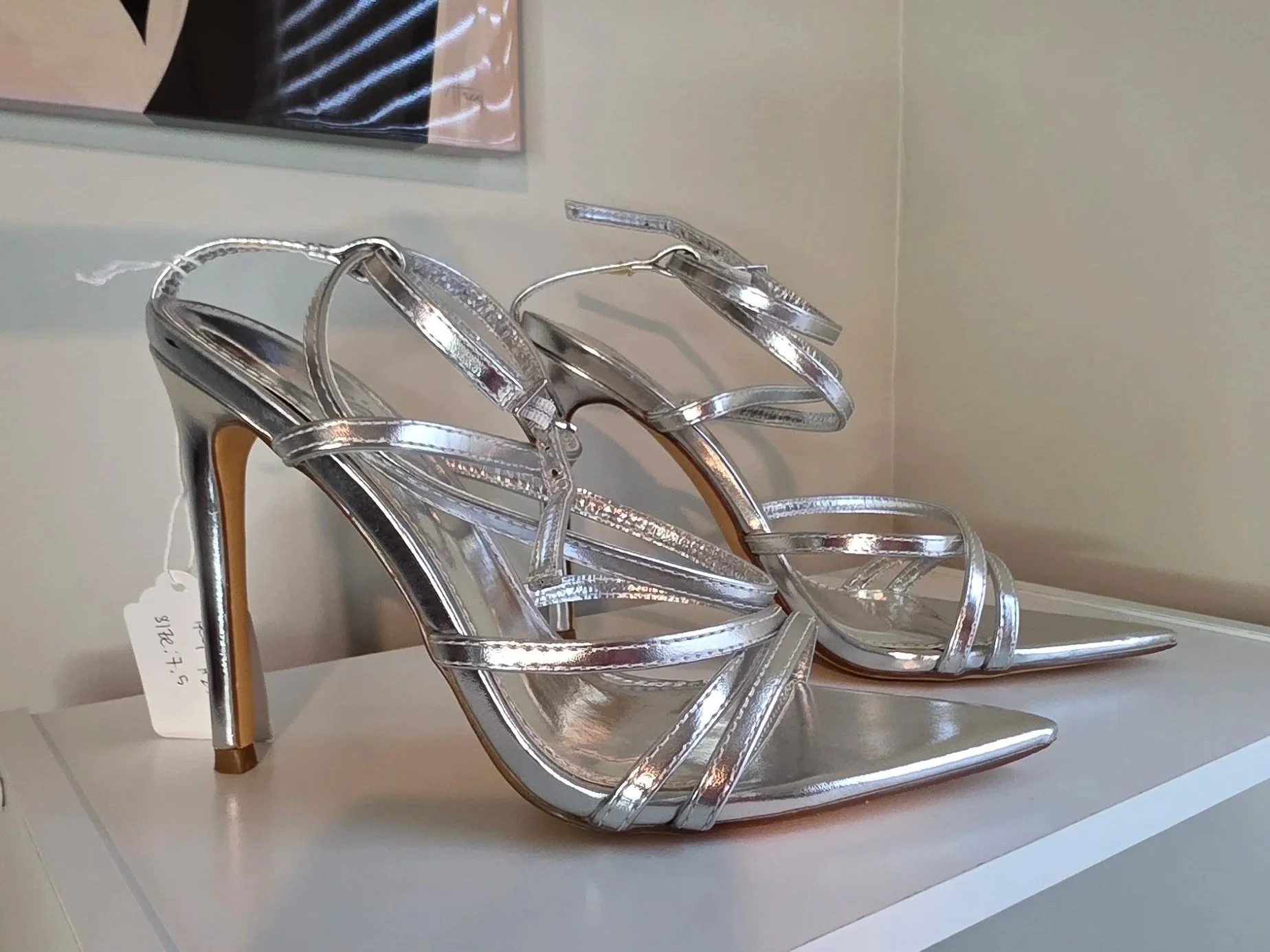 Silver Strappy Heel