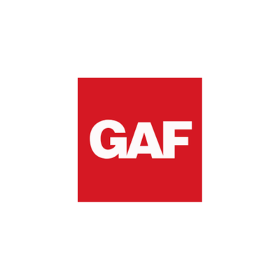 Red square logo with white text reading 'GAF' in the center.