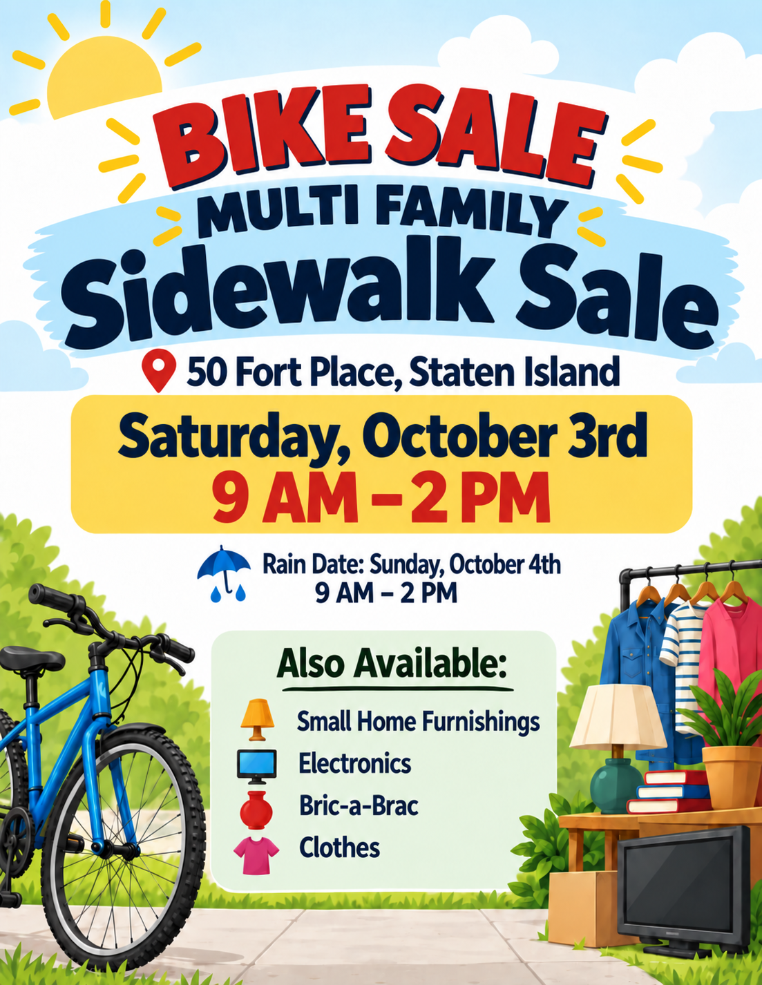 Sidewalk and Bike Sale