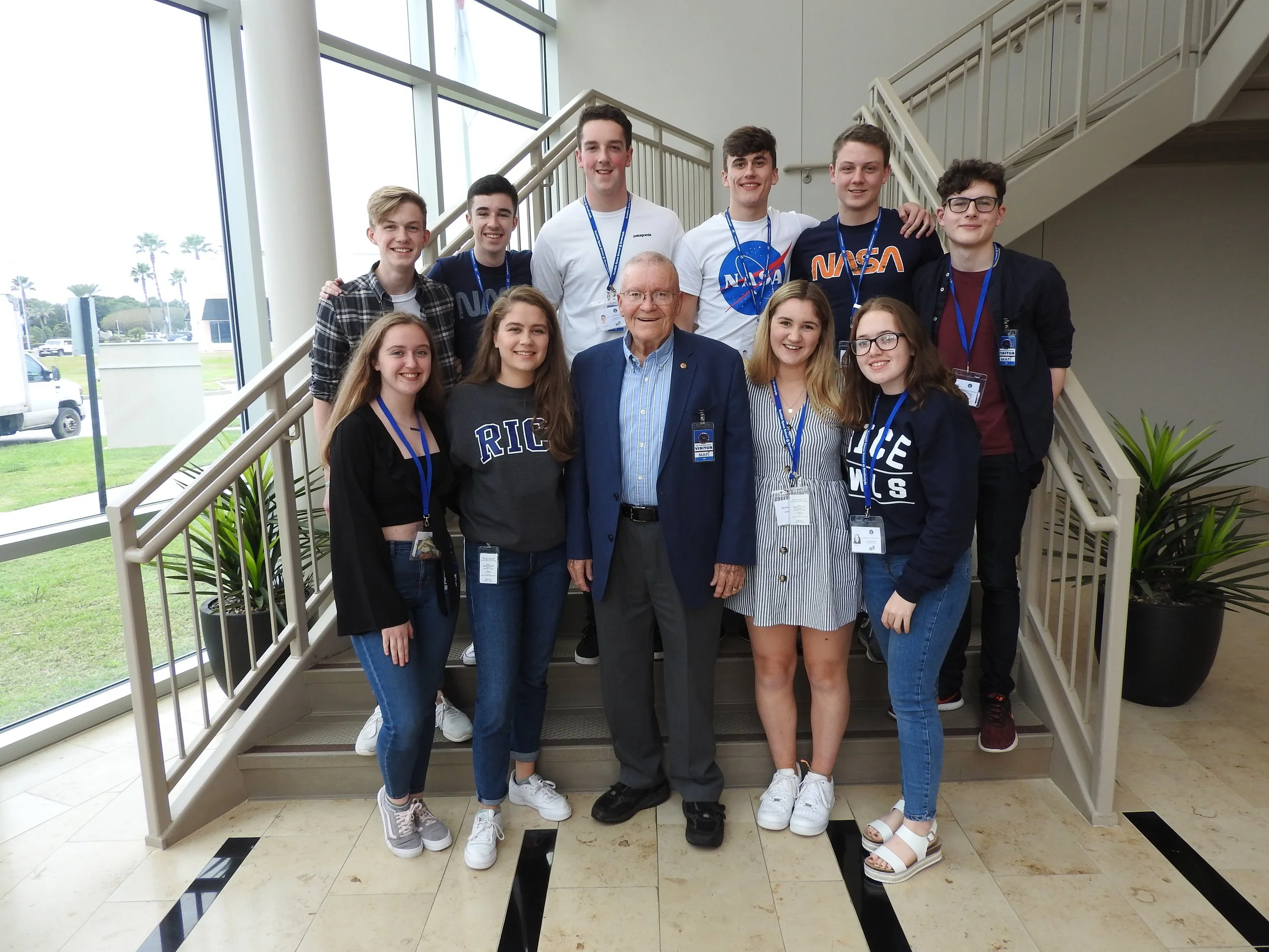 A photo of me and my fellow Space School alumni standing with Fred Haise who was one of the astronauts on the infamous Apollo 13 mission.