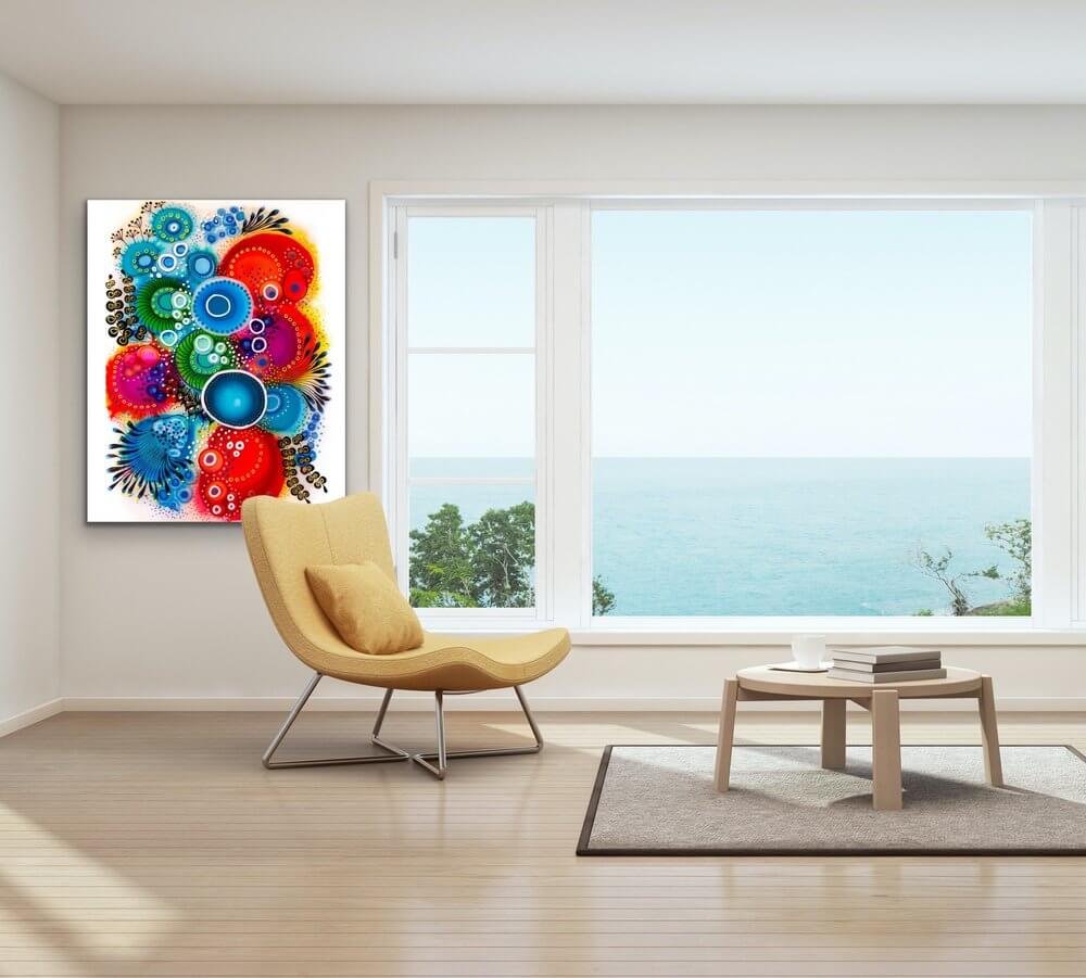 Ocean Bloom artwork displayed on the wall