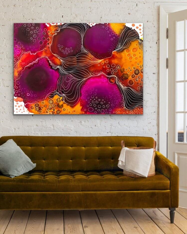 Astral Haven artwork by Katie Grubb displayed on a wall