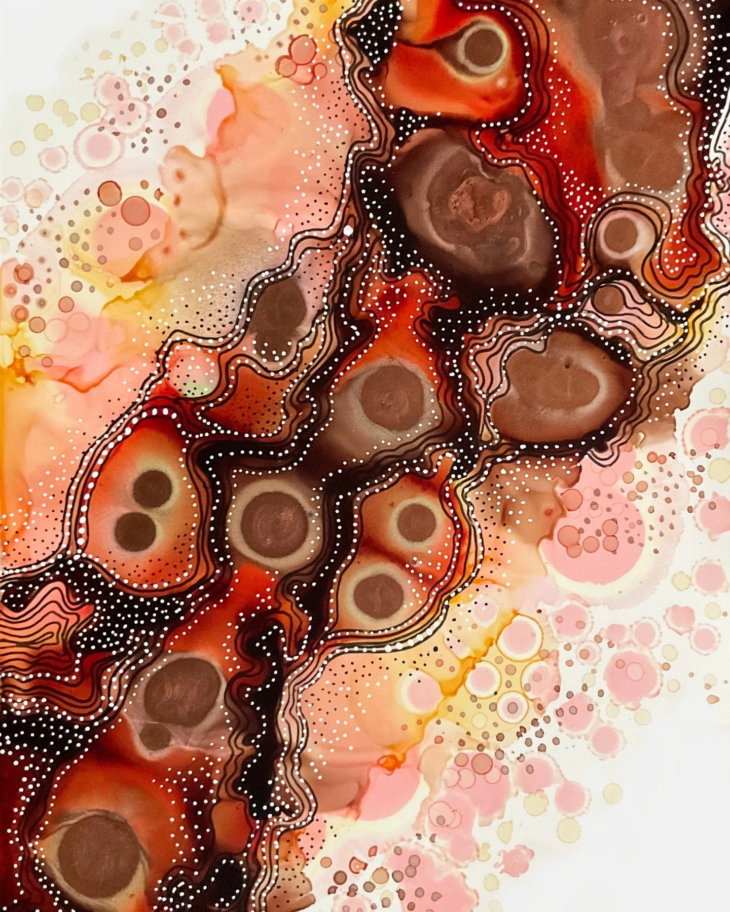 &lsquo;Map of the Heart&rsquo; 
This piece explores the inner terrain we navigate to uncover our truth. 
From the heart through the hands lies a map 
Guiding us through hidden emotions, unexpected detours, and moments of pure alignment.
Each mark rep