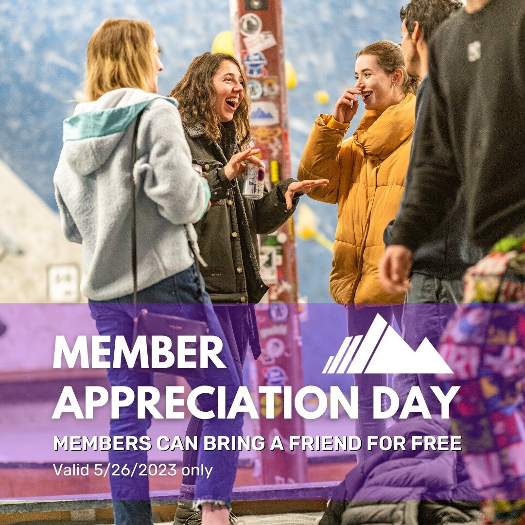 Time to show the squad some love! Member Appreciation Day just got sweeter - bring a friend along and they get to join in on the fun &ndash; for free! 🤗 #MemberAppreciationDay&quot; on 5/26/2023.
.
#climbing #bouldering #denvercolorado #rockclimbing