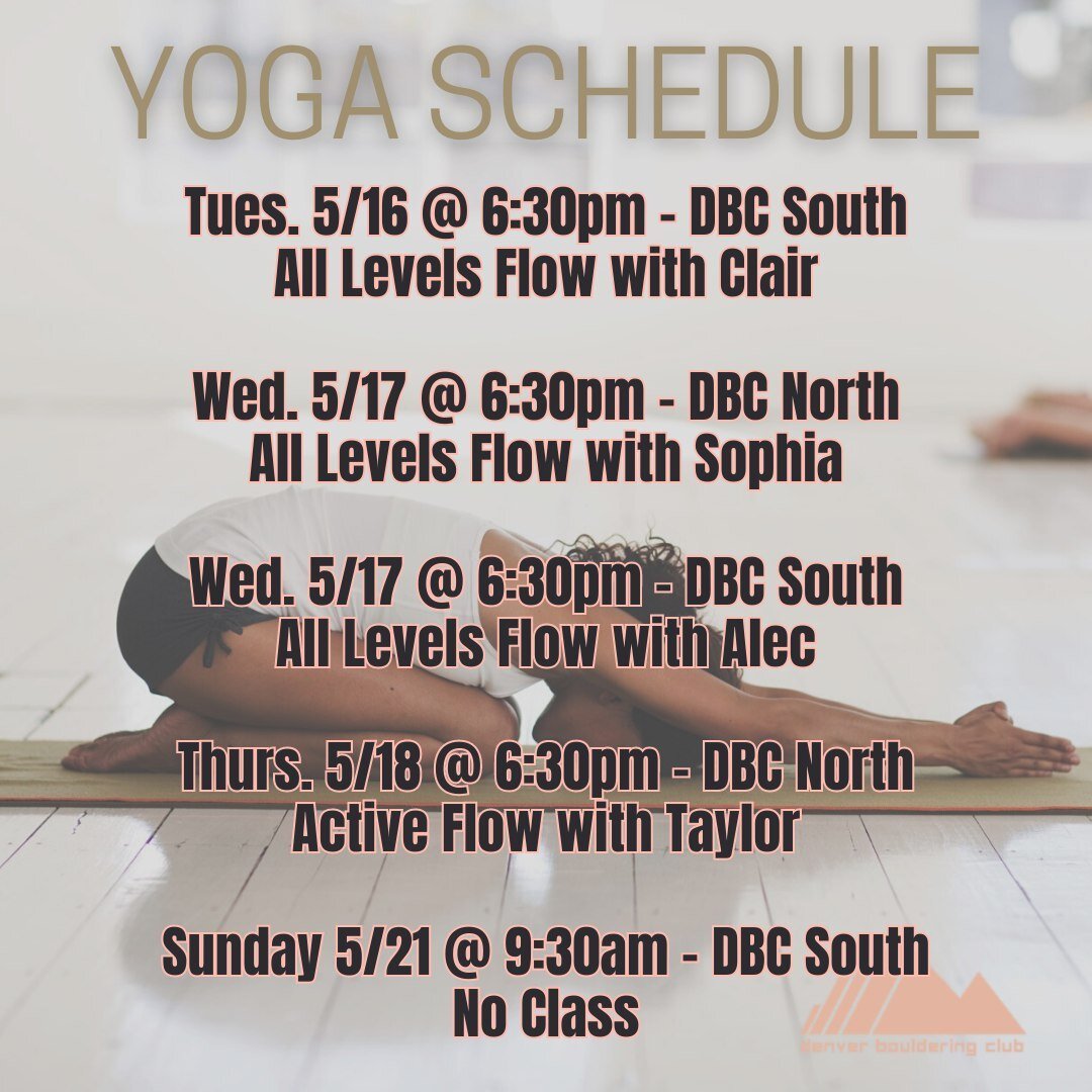 Hot off the press&mdash;YOGA SKEDGE for the week

To sign up ➡️ let us know in person, over the phone, or on our website 

-
#teamdbc #yoga #climbingyoga #yoga #denver #colorado #bouldering