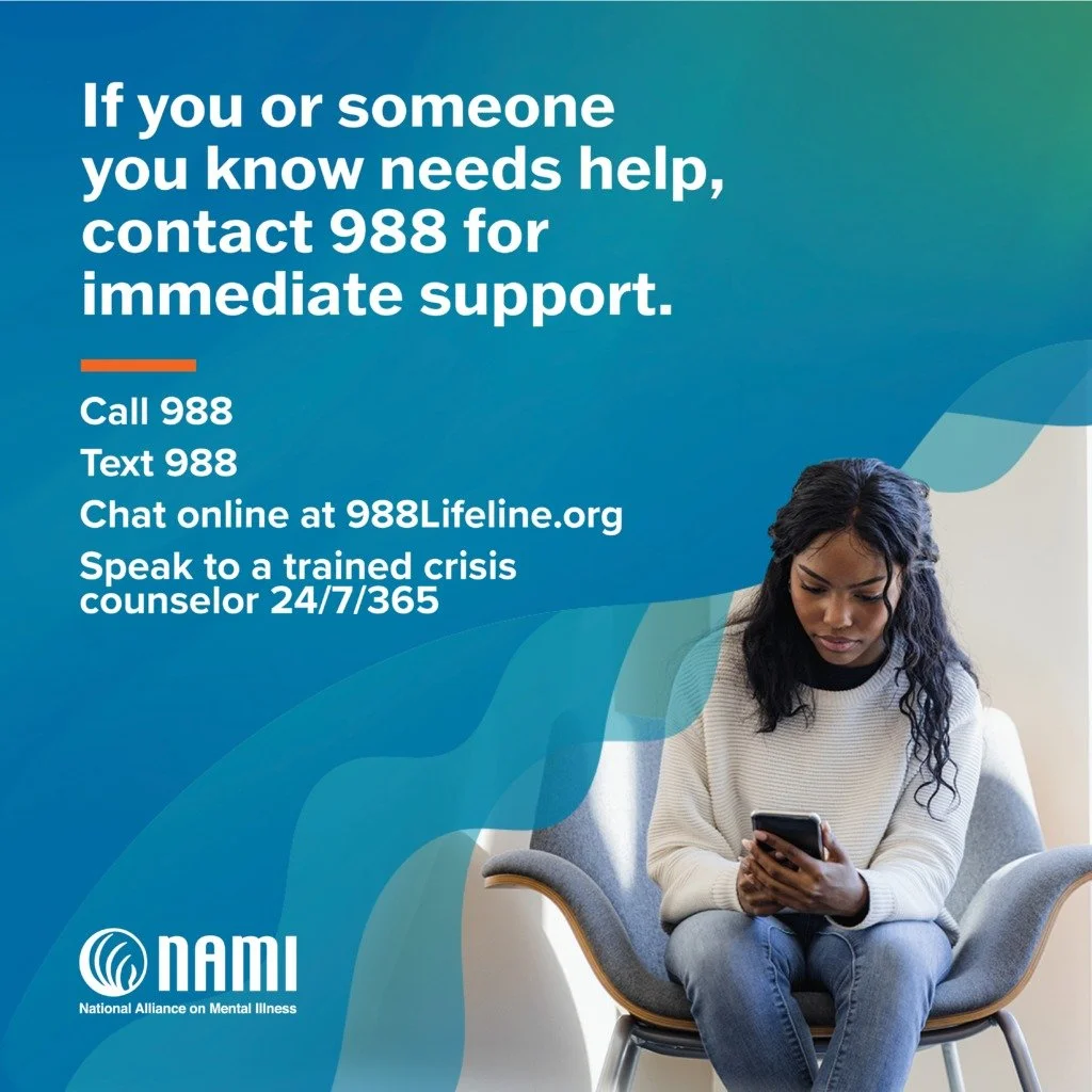 If you or someone you know needs urgent help with their mental health, call or text 988, the free suicide hotline.

Speak to a trained crisis counselor for 24/7 support.