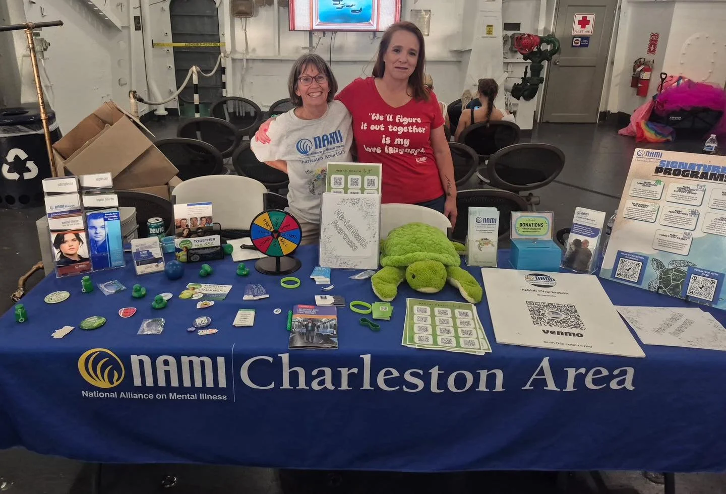 Did you catch our very own NAMI members, Cindy and Shelly at the Sweat on the Ship event? We love being out in the community and providing free mental health resources 💙

If you&rsquo;re interested in volunteering or getting involved email info@nami