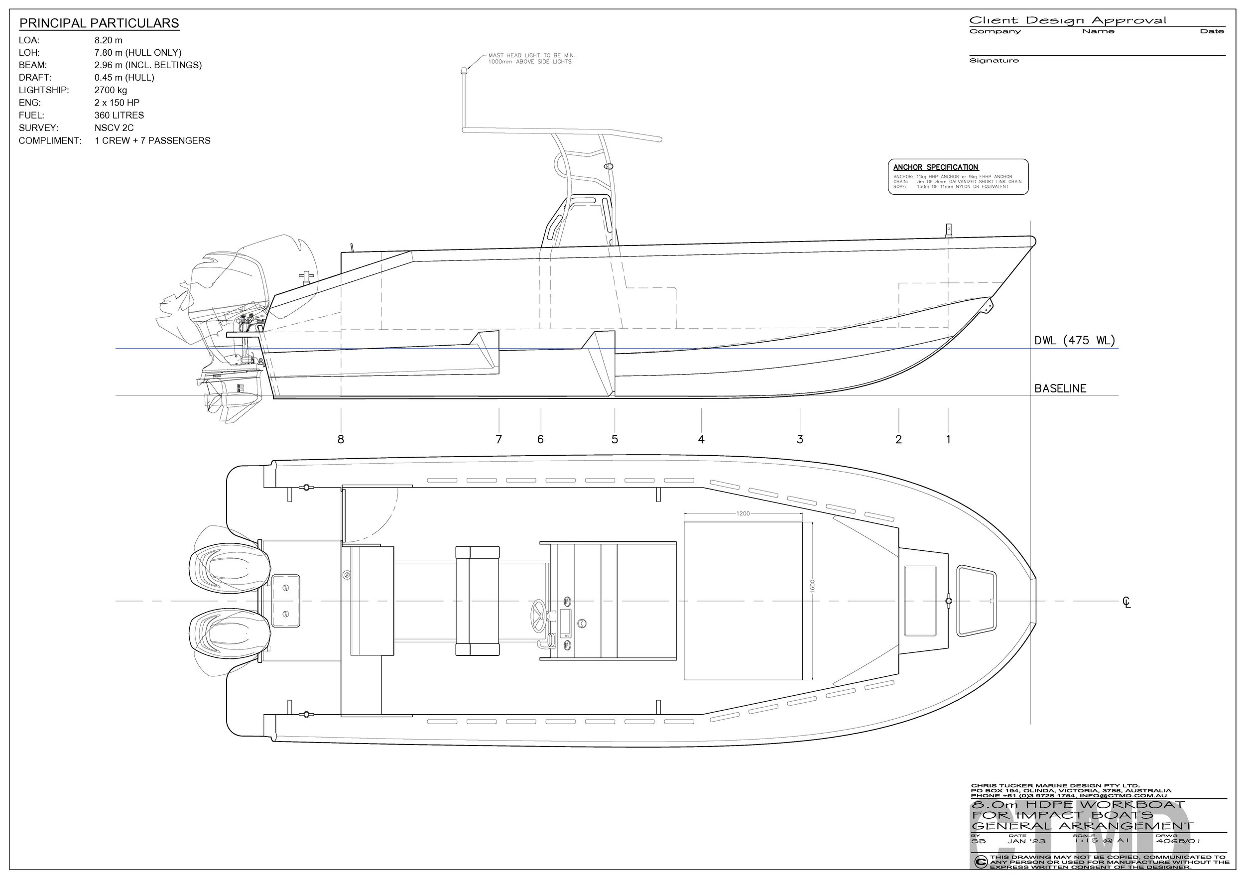 8m HDPE Centre Console (Petrol) — Chris Tucker Marine Design