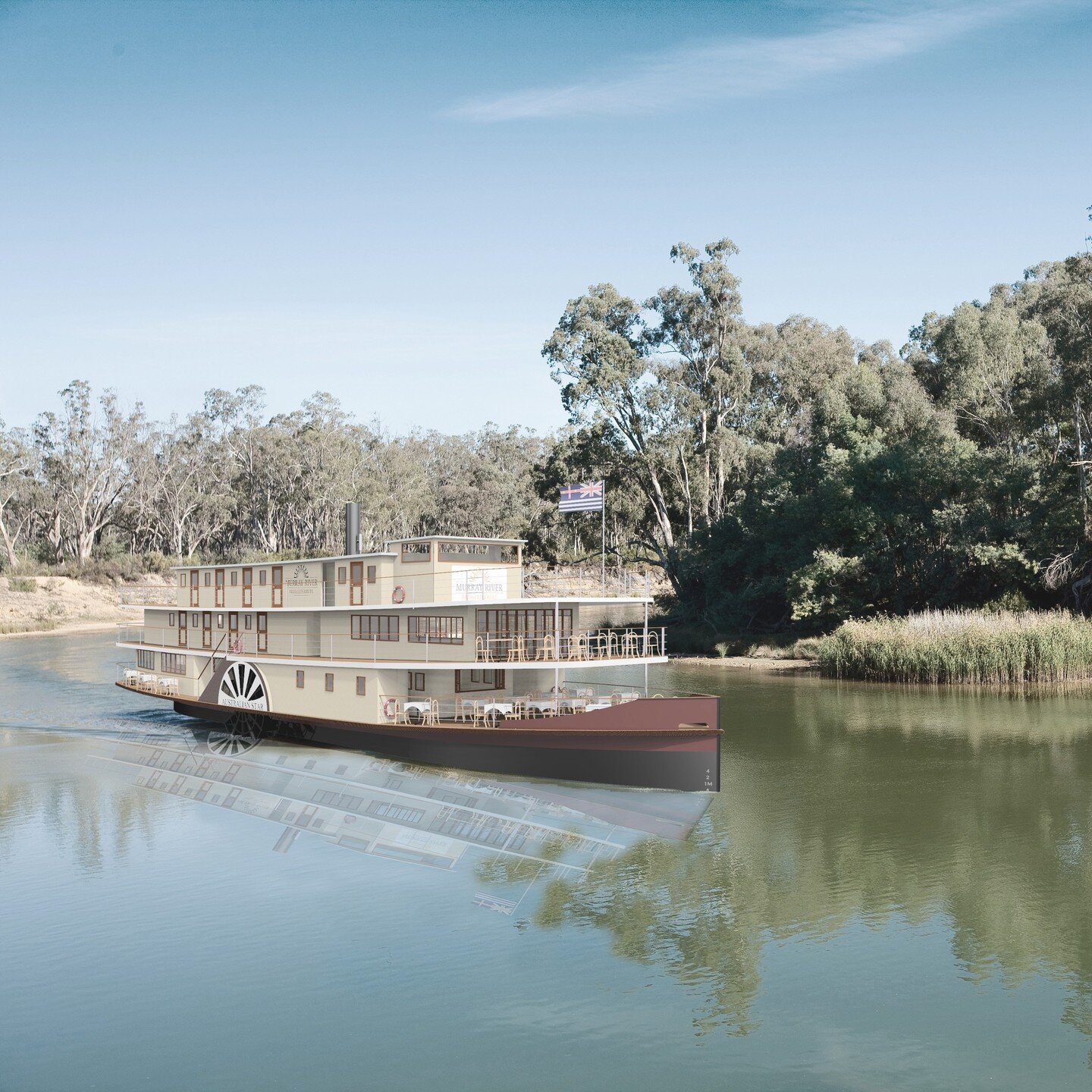 The team at CTMD recently completed the design of this brand new (except for the steam engine) 35m paddle steamer for @murrayriverps. With a unique redgum-electric hybrid system the boat will be doing cruises of up to 7 nights up and down the Murray 