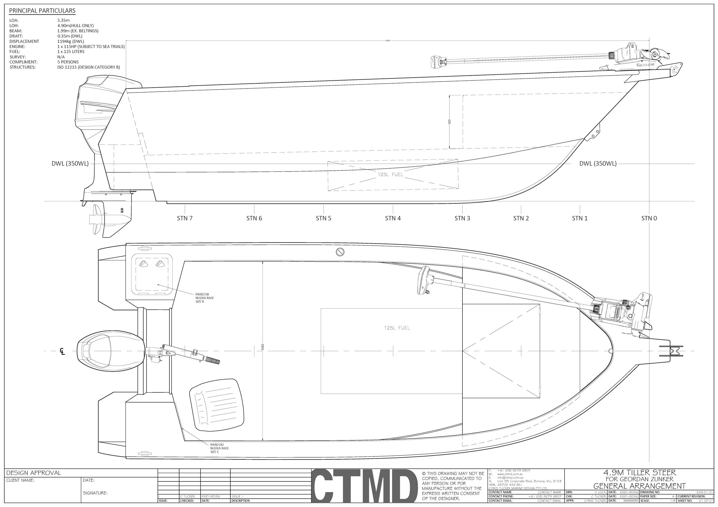 4.9m Tiller Steer