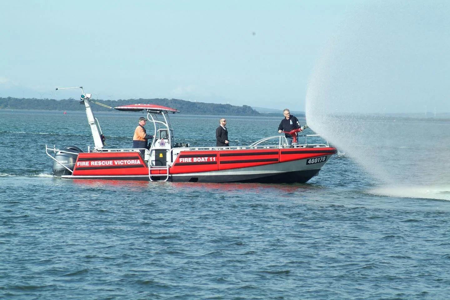 Fire pump testing at Alumarine.  Over 620GPM (2400L/m). 

#fireboat #fireboats #australianworkboat #patrolboat #domesticcommercialvessel #rapidresponce #aluminiumboat