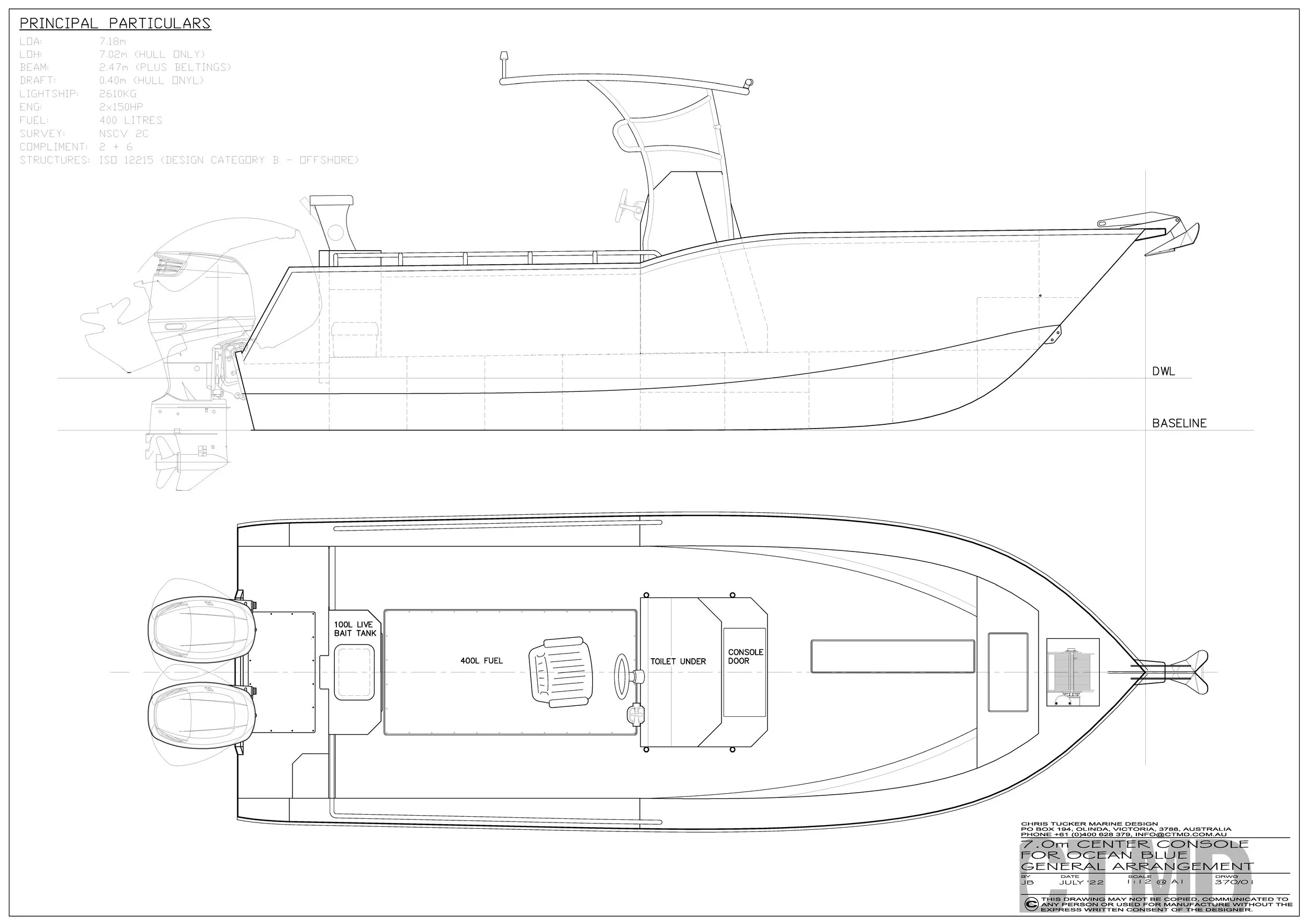 7m Centre Console — Chris Tucker Marine Design