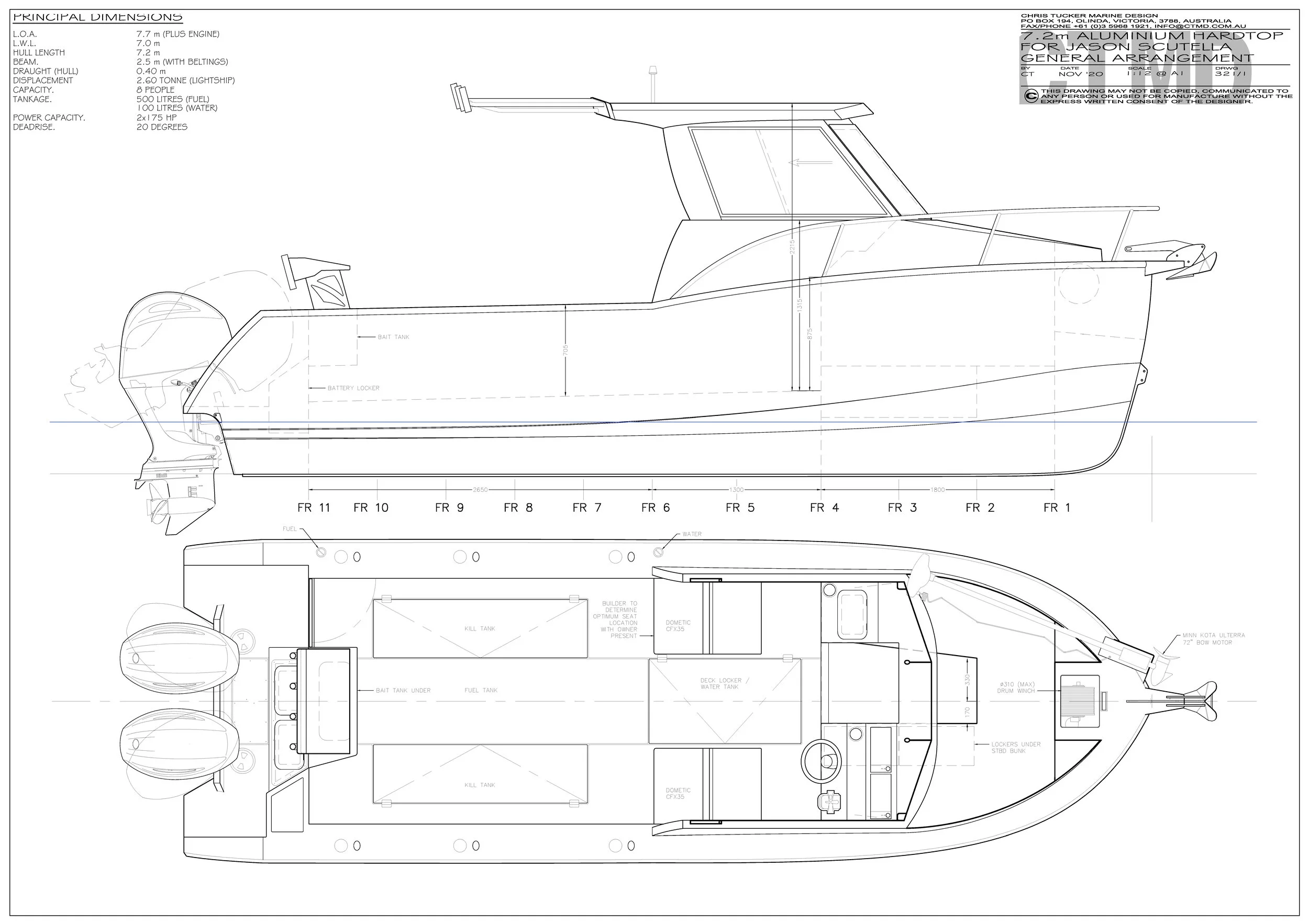 7m Raft Designs 7.2m Hardtop — Chris Tucker Marine Design